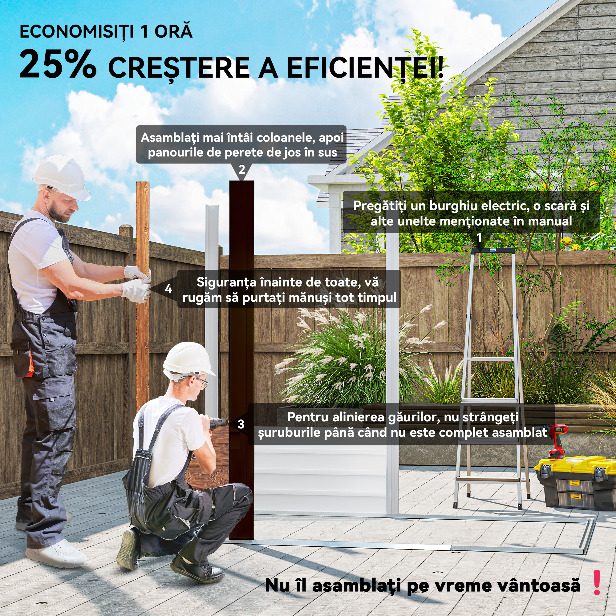  Magazie Gradina cu Usi Glisante pentru Instrumente de Gradina, 235.7x152x208.7cm, Maro [3]