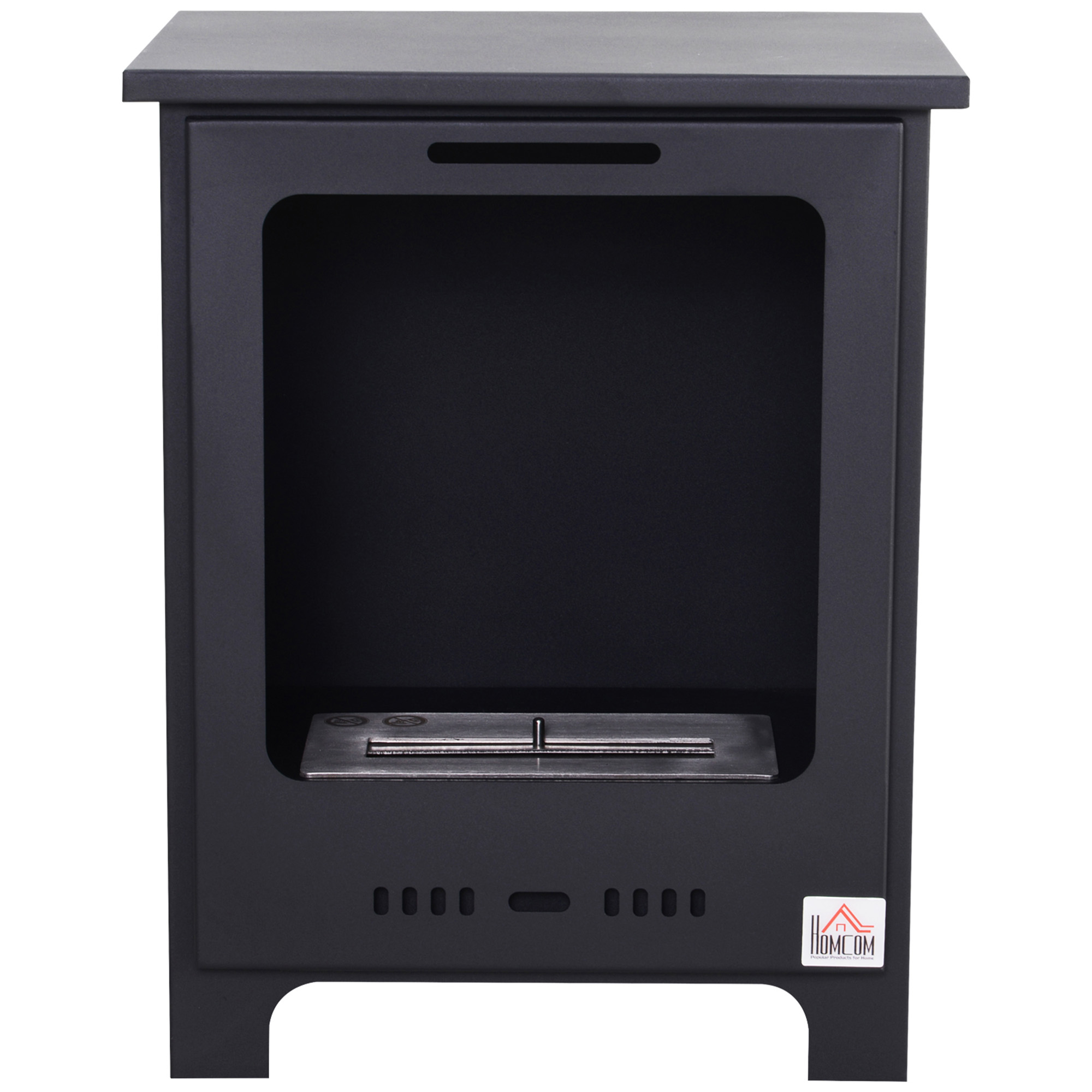 Homcom Camino a Bioetanolo Efficiente 1.5L in Acciaio Senza Canna Fumaria, fino a 0.9 L e a 3 ore , 40 x 30 x 50 cm, Nero   Aosom Italy