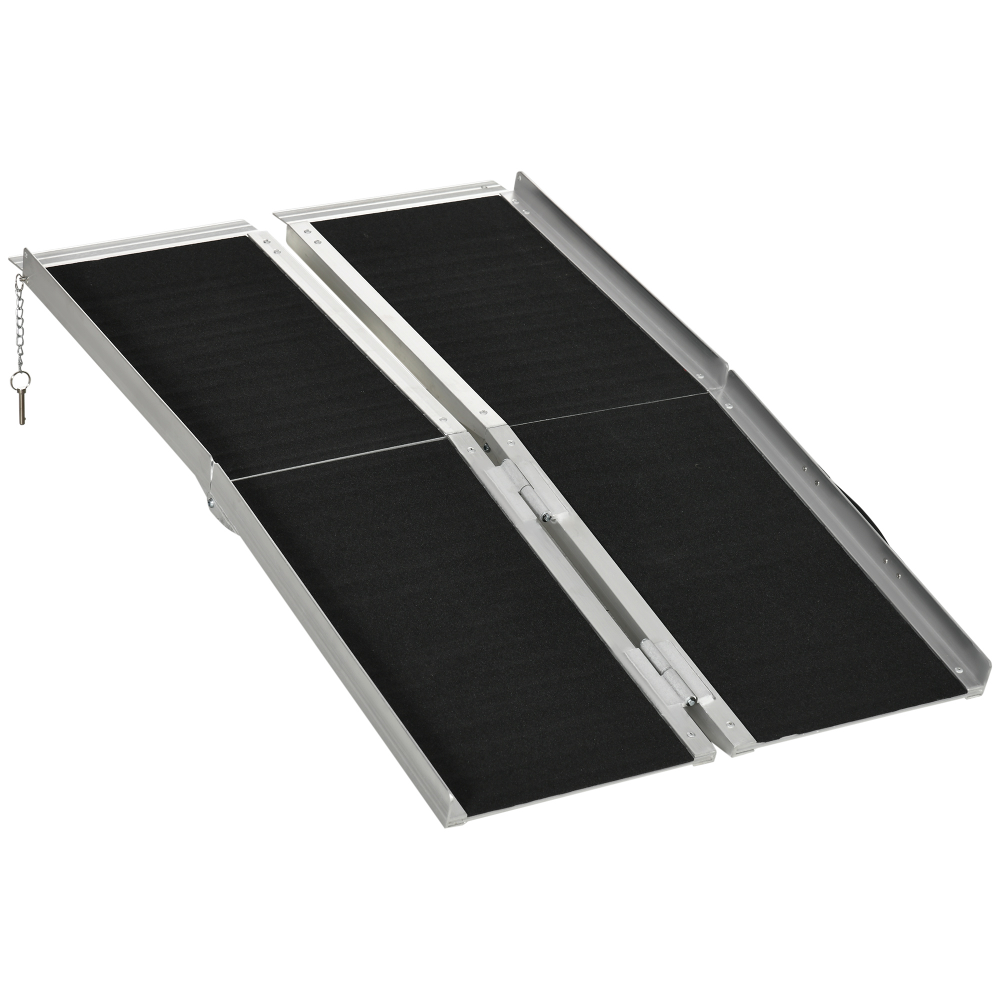 HOMCOM Rampa Pieghevole per Sedia a Rotelle in Alluminio con Rivestimento Antiscivolo e Bordi, 122x73.5 cm, Nero   Aosom Italy