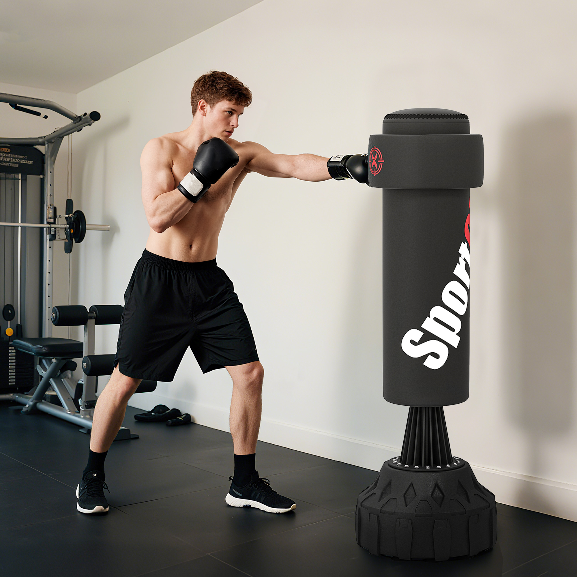 SPORTNOW Sacco Da Boxe Autoportante Con Altezza Regolabile (70-105 Cm) - Set Con Guanti E Pompa, Per Allenamento A Casa