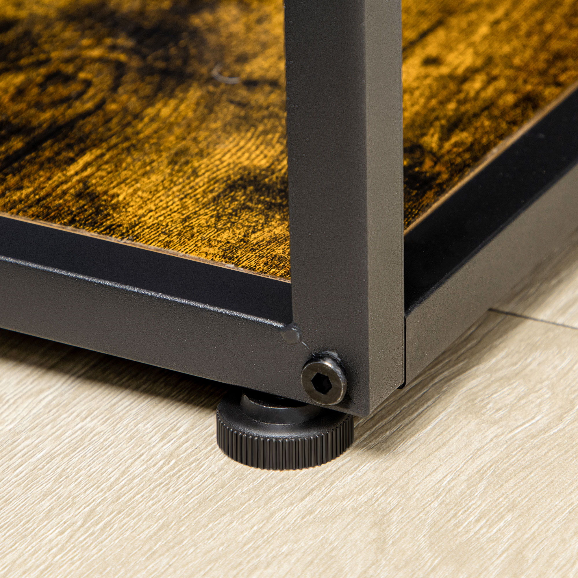  Biblioteca Mobila cu 7 Nivele din Lemn si Otel in Stil Industrial, 83x34x180 cm, Maro [8]