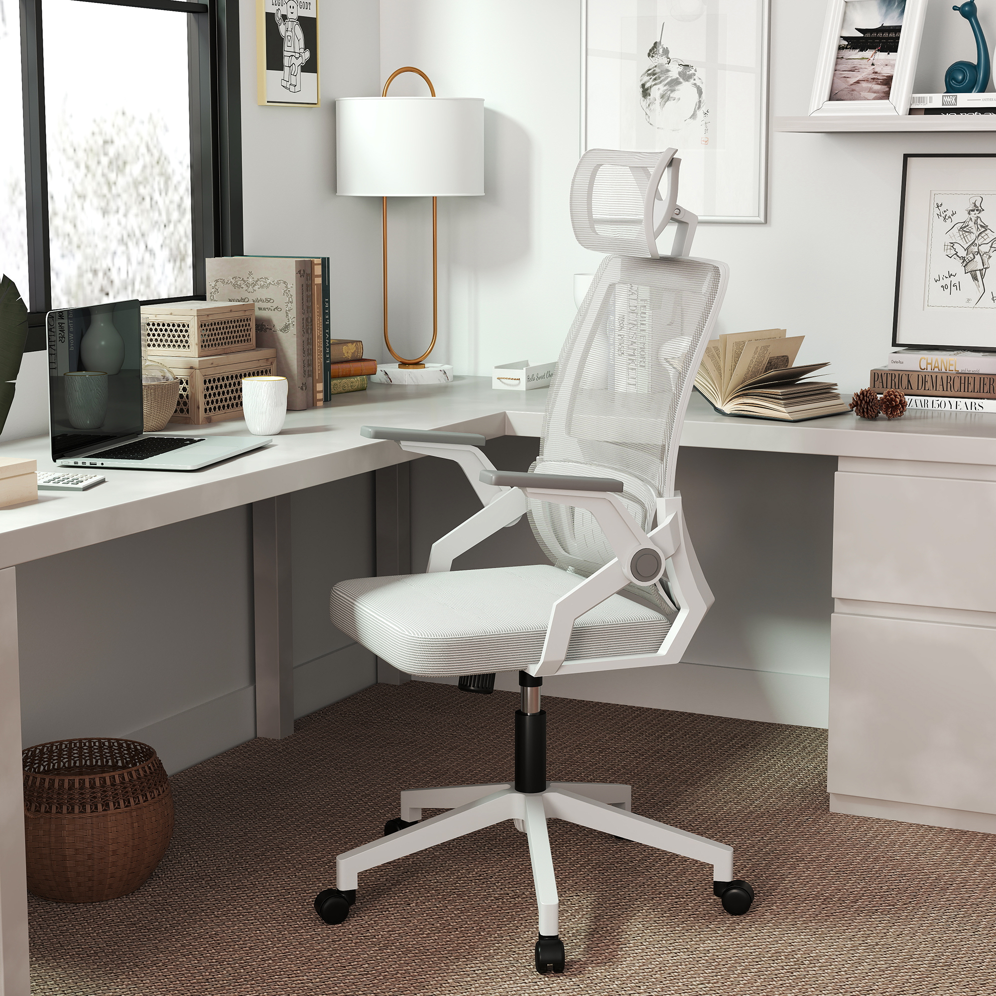 Vinsetto Bürostuhl ergonomisch mit verstellbarer Kopfstütze und Armlehnen, günstig online kaufen