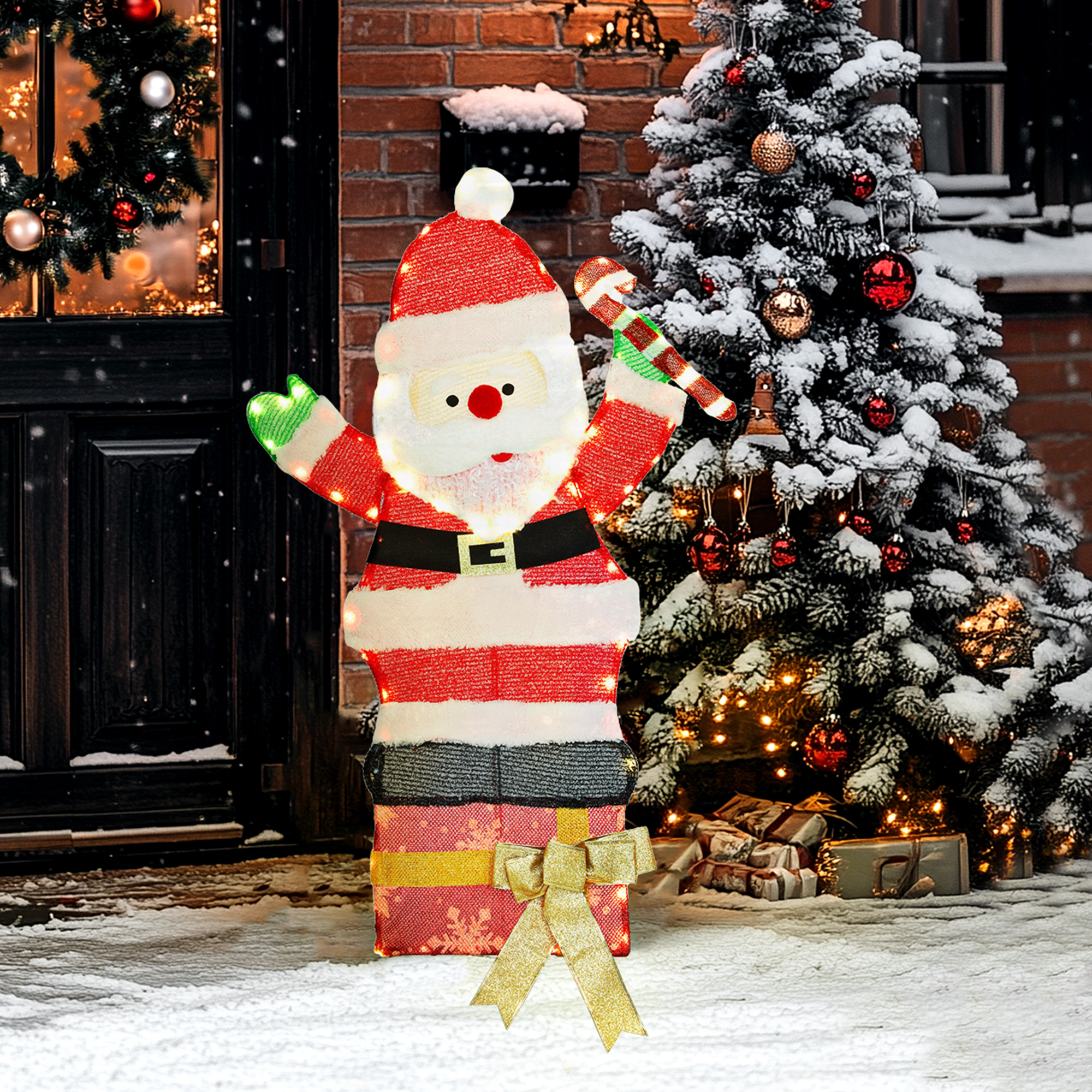 Outsunny 97er LED Weihnachtsdeko, Weihnachten Weihnachtsmann, Weihnachtsbel günstig online kaufen