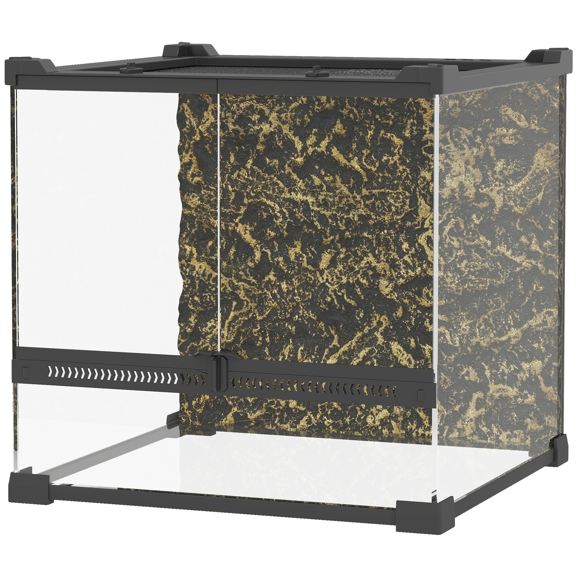 Comparer les prix de PawHut Terrarium en verre pour reptiles, fond surélevé & étanche, verrou à bouton