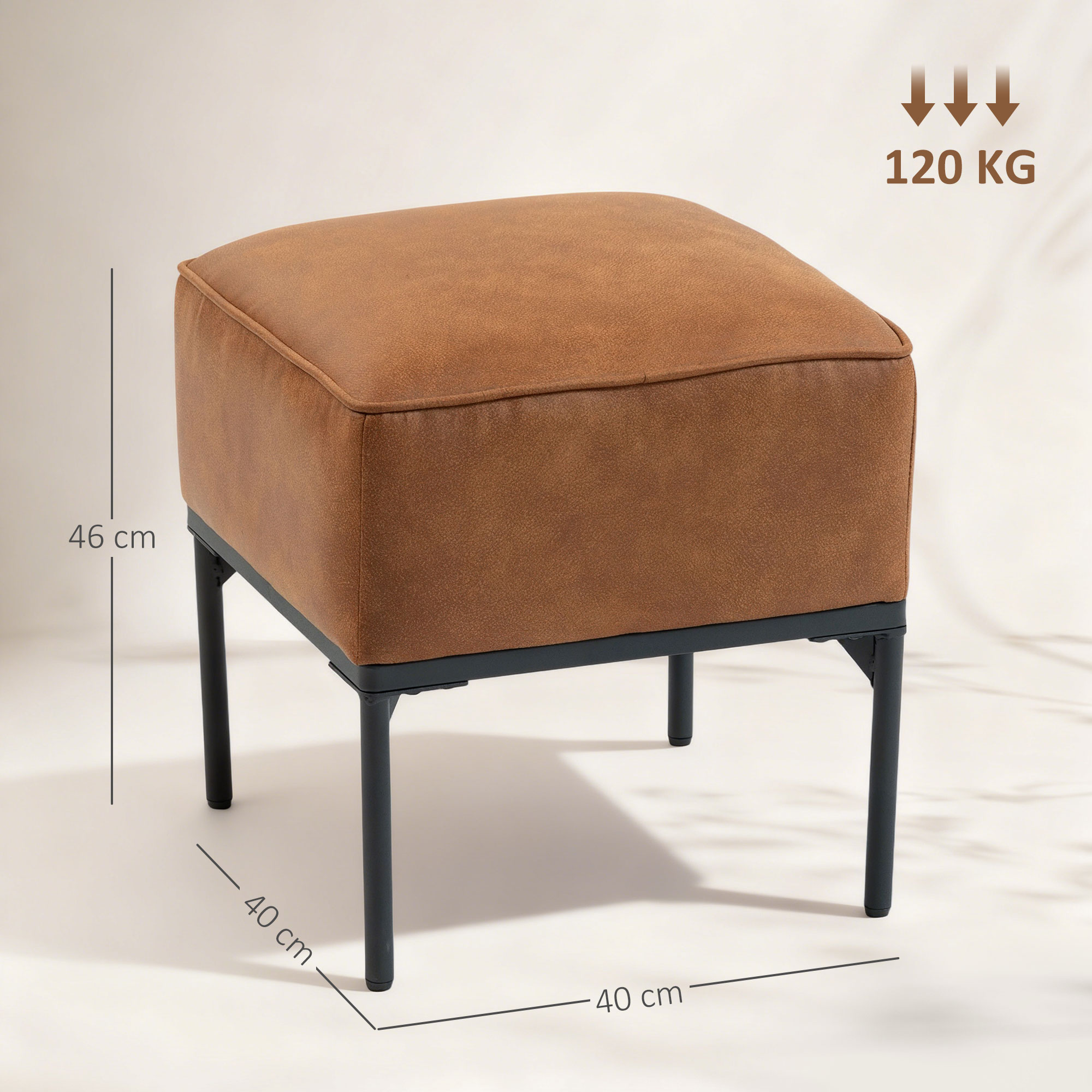 Repose-pieds rectangulaire, repose-pieds ottoman rembourré en cuir, petit tabouret avec pieds en bois, pour salon, maquillage, chambre à coucher, entrée (couleur : gris C, taille : 50 cm