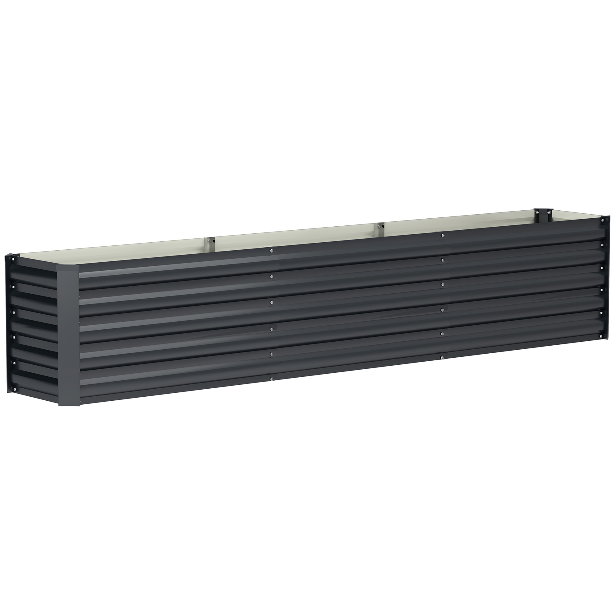 Outsunny Huerto cuadrado huerto elevado en acero galvanizado barras de soporte y placas de esquina fondo abierto 240 x 40 x 45 cm gris oscuro | Aosom España