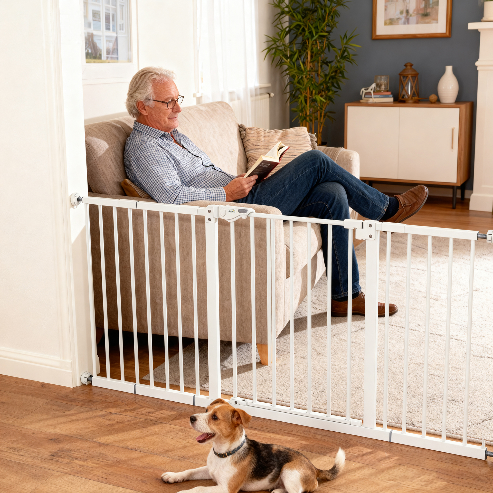 PawHut Türschutzgitter Hunde Absperrgitter Haustier 74-147,5cm Hundegitter günstig online kaufen