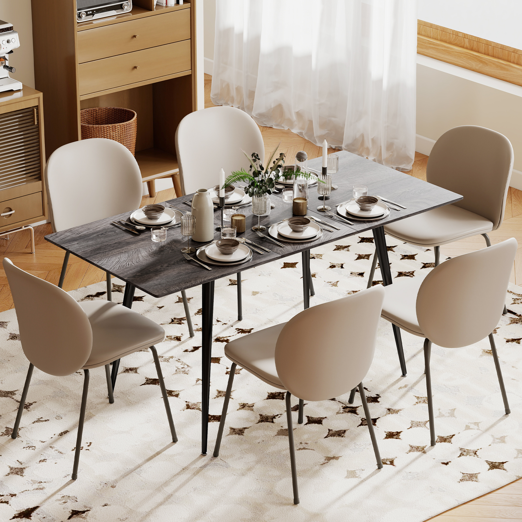 HOMCOM Esstisch ausziehbar rechteckig Küchentisch für 6-8 Personen mit Holz günstig online kaufen