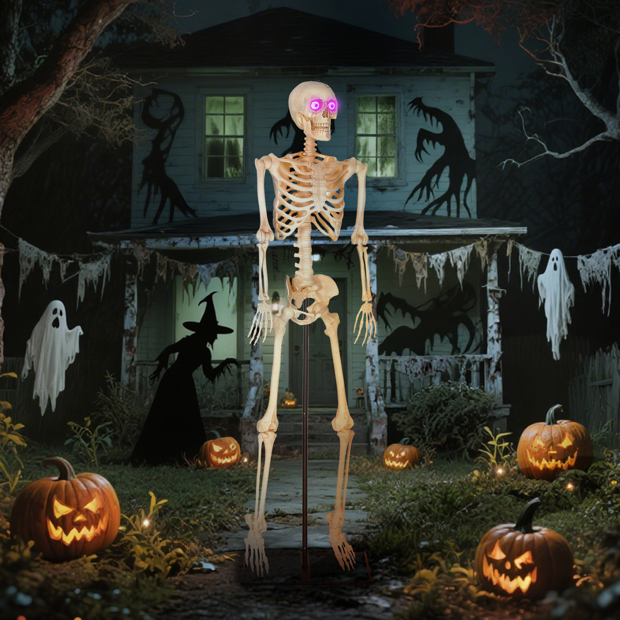 Outsunny Halloween Dekoration, 152 cm Halloween-Skelett mit beweglichen Gel günstig online kaufen