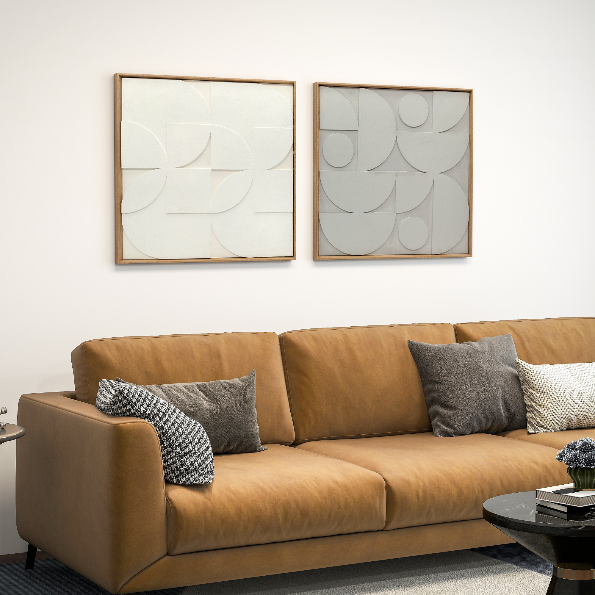 HOMCOM Wanddeko 3D 2er Set 80 cm geometrisch Wanddekoration Modern Wand Dek günstig online kaufen