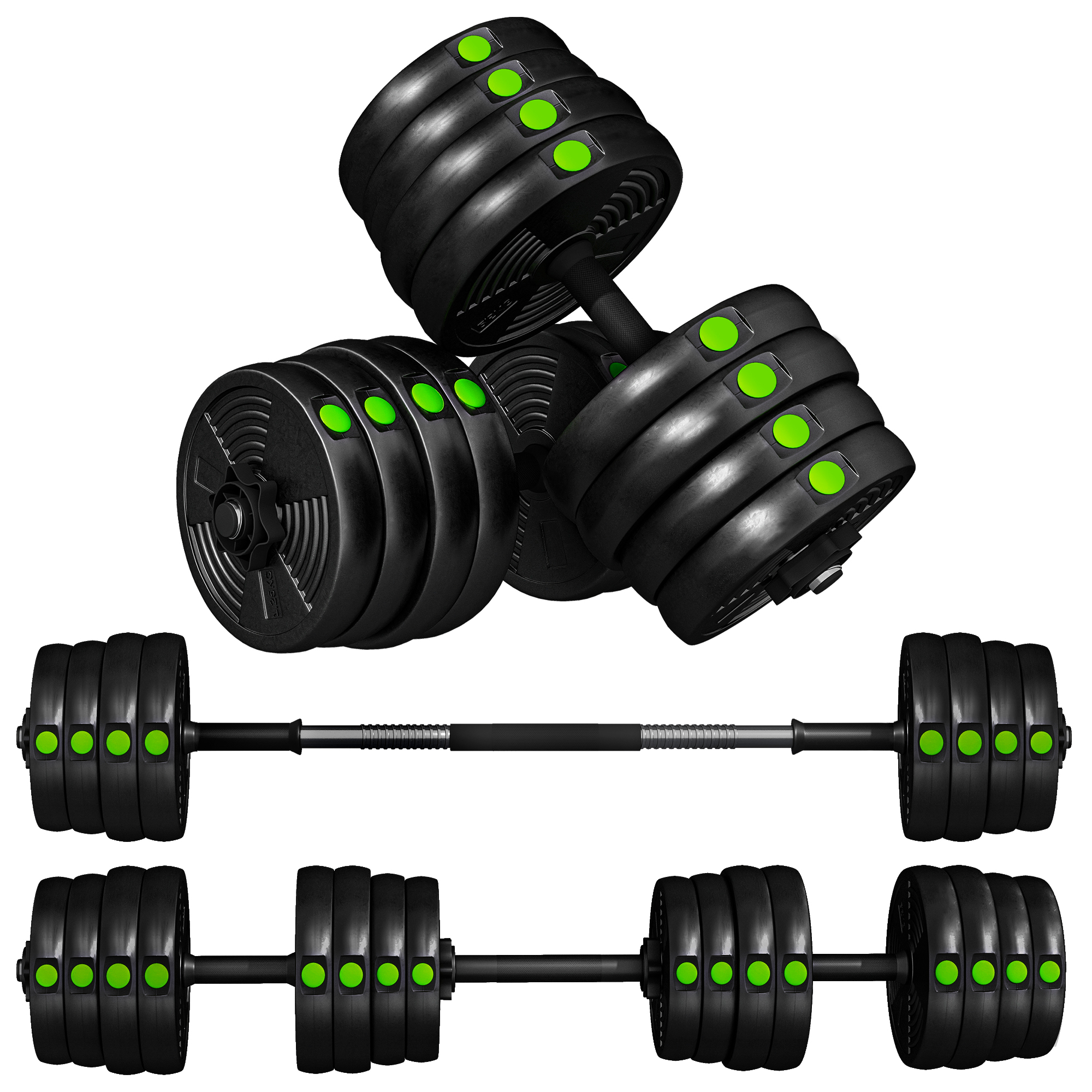 SPORTNOW 2-in-1 Hantel Set, 30 kg verstellbar Dumbbell Set mit 16 Hantelscheiben, bodenschonend für Krafttraining, Fitness, Gewichtheben, Schwarz Aosom