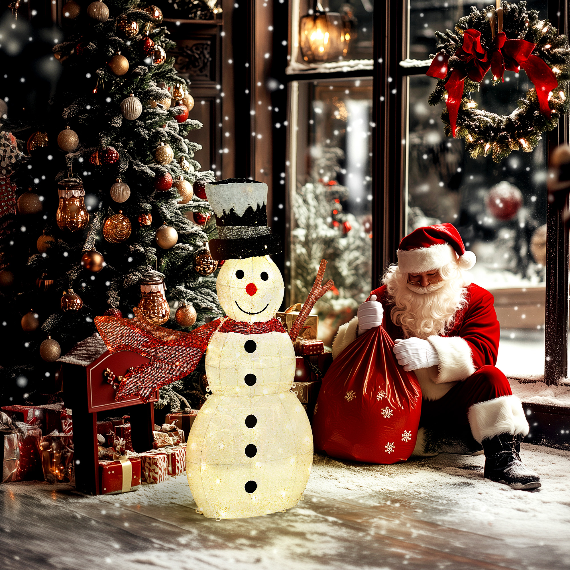 Outsunny 78er LED Weihnachtsdeko, Weihnachten Schneemann, Weihnachtsbeleuch günstig online kaufen