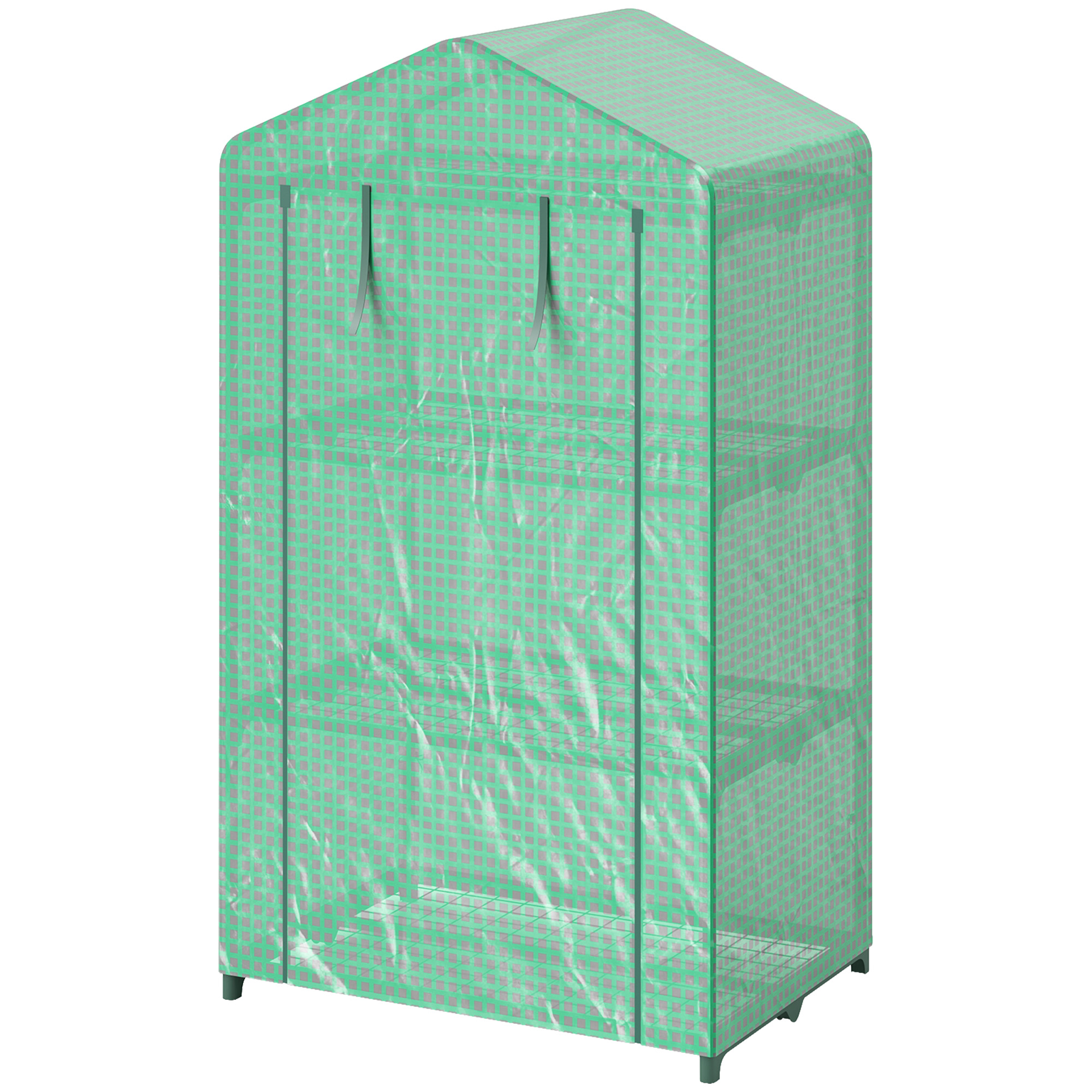 Outsunny Serre de Jardin 3 Niveaux Porte Enroulable Cadre Métallique Housse en PE Anti-UV 69x49x125 cm Vert