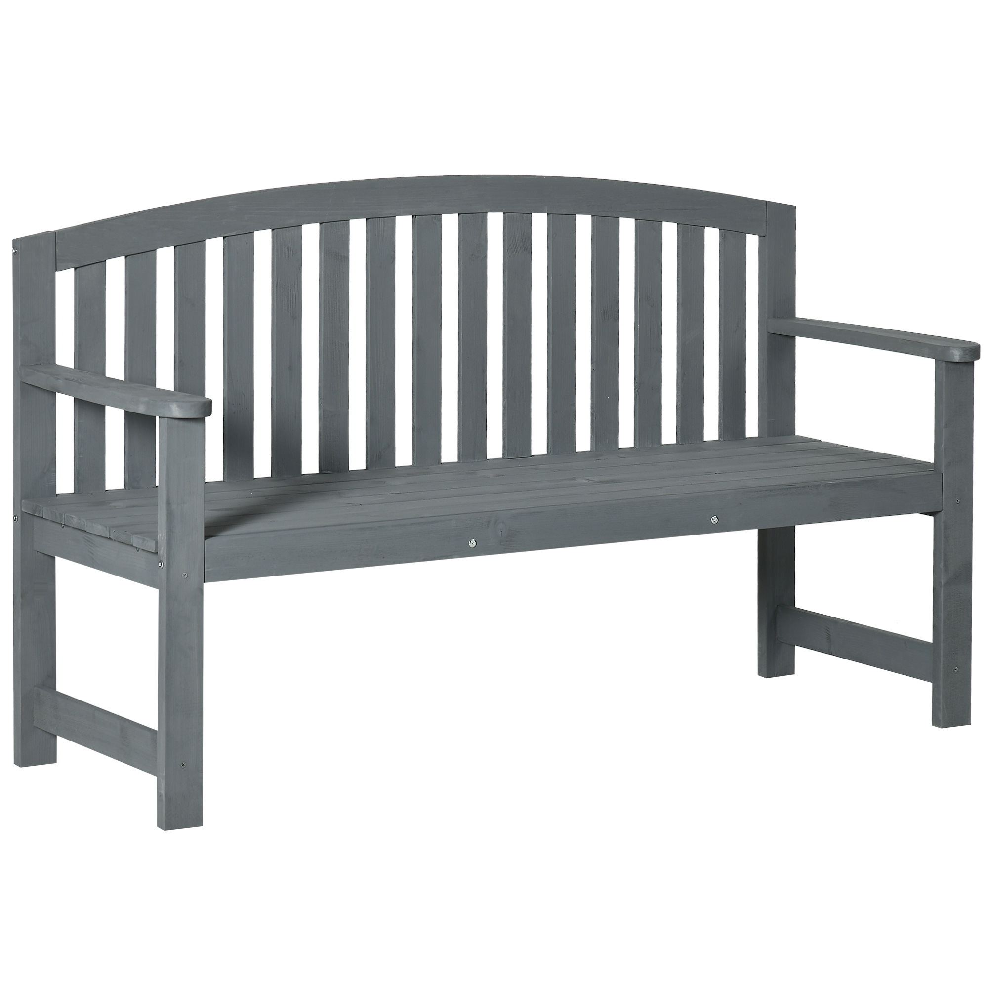 Outsunny Banco de jardín 2 plazas de madera, asiento resistente a la intemperie, mueble con respaldo, 240 kg de capacidad 140 x 50 x 85 cm, Gris