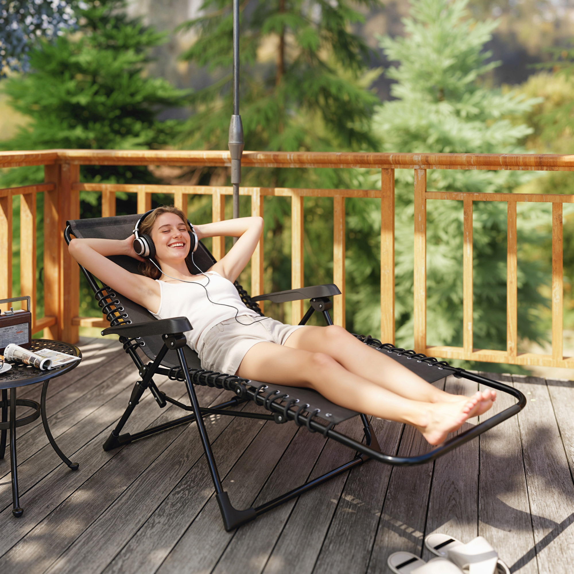 Outsunny Sonnenliege klappbar Gartenliege mit Kopfkissen, Liegestuhl mit 5- günstig online kaufen