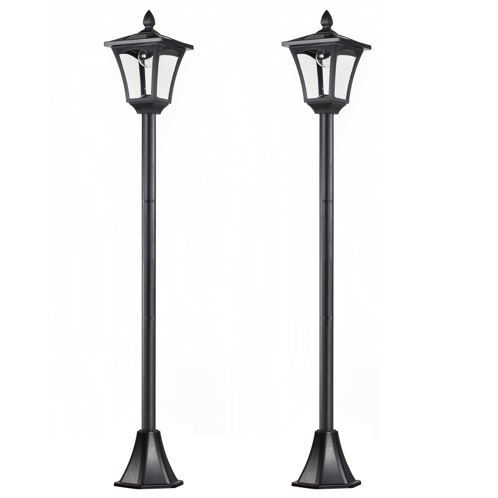 Outsunny Set 2 Lampioncini Solari da Esterno Impermeabili IP44, 18x18x160cm, Nero   Aosom Italy