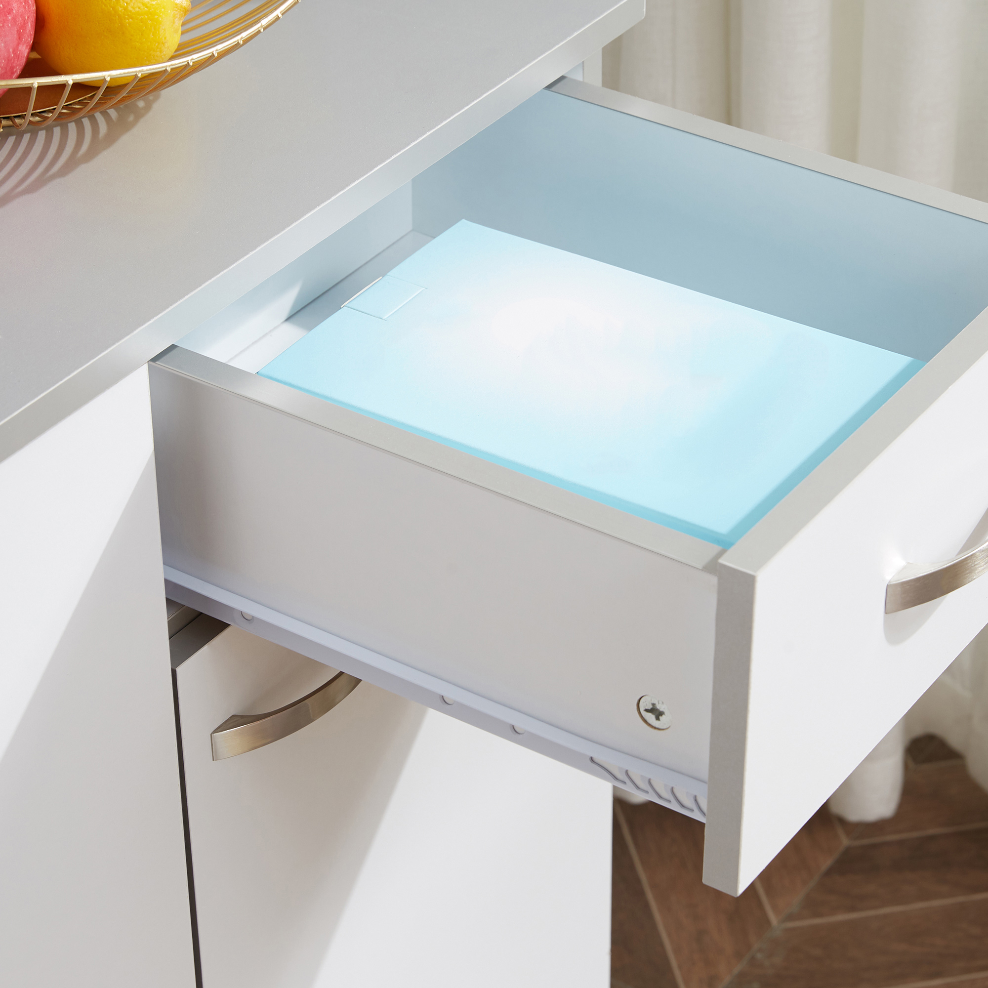  Dulap Suspendat de Bucatarie din Lemn, Alb, 101x39x180cm [7]