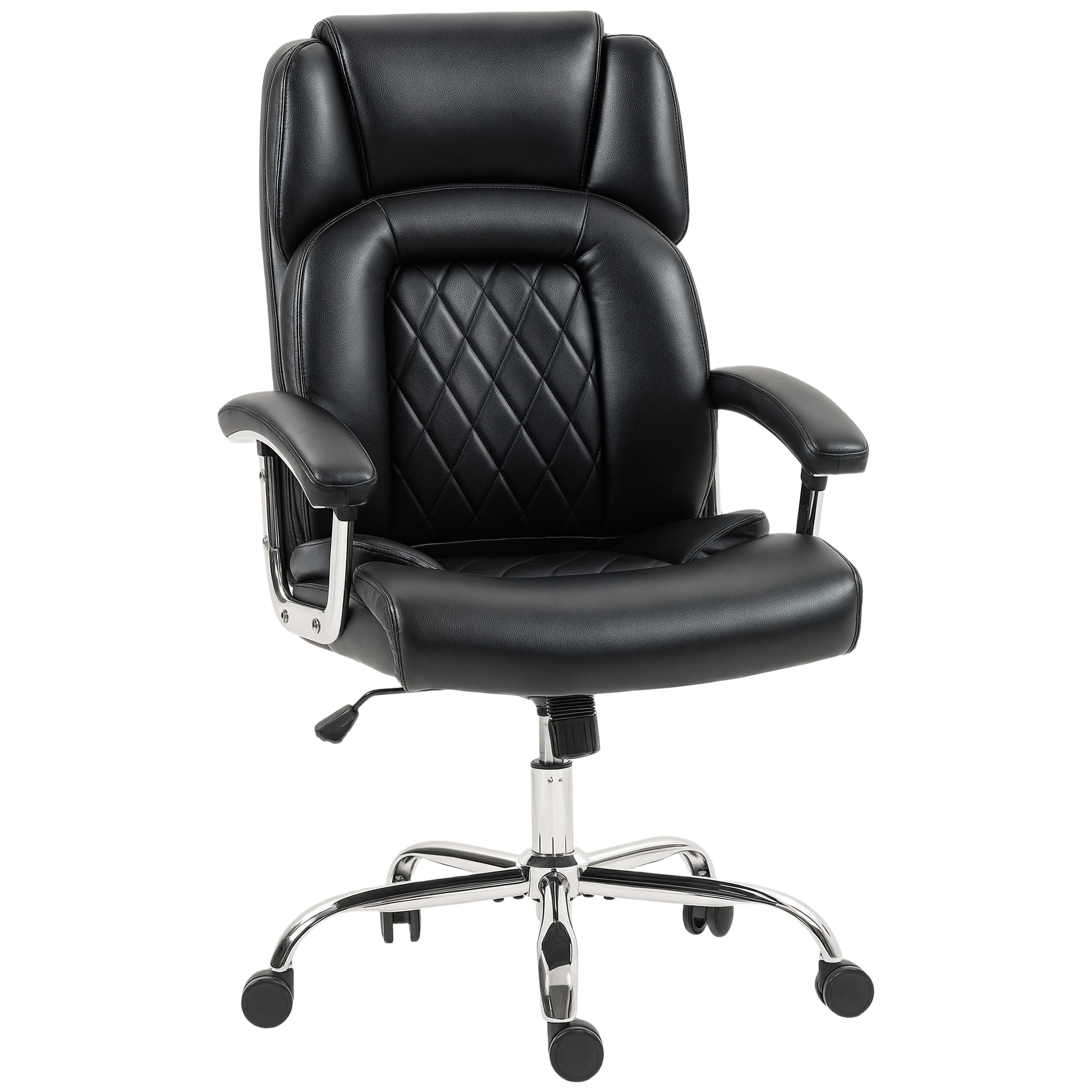 HOMCOM Big and Tall Office Chair 180kg with Spring Cushion, PU Leather - Black thumbnail