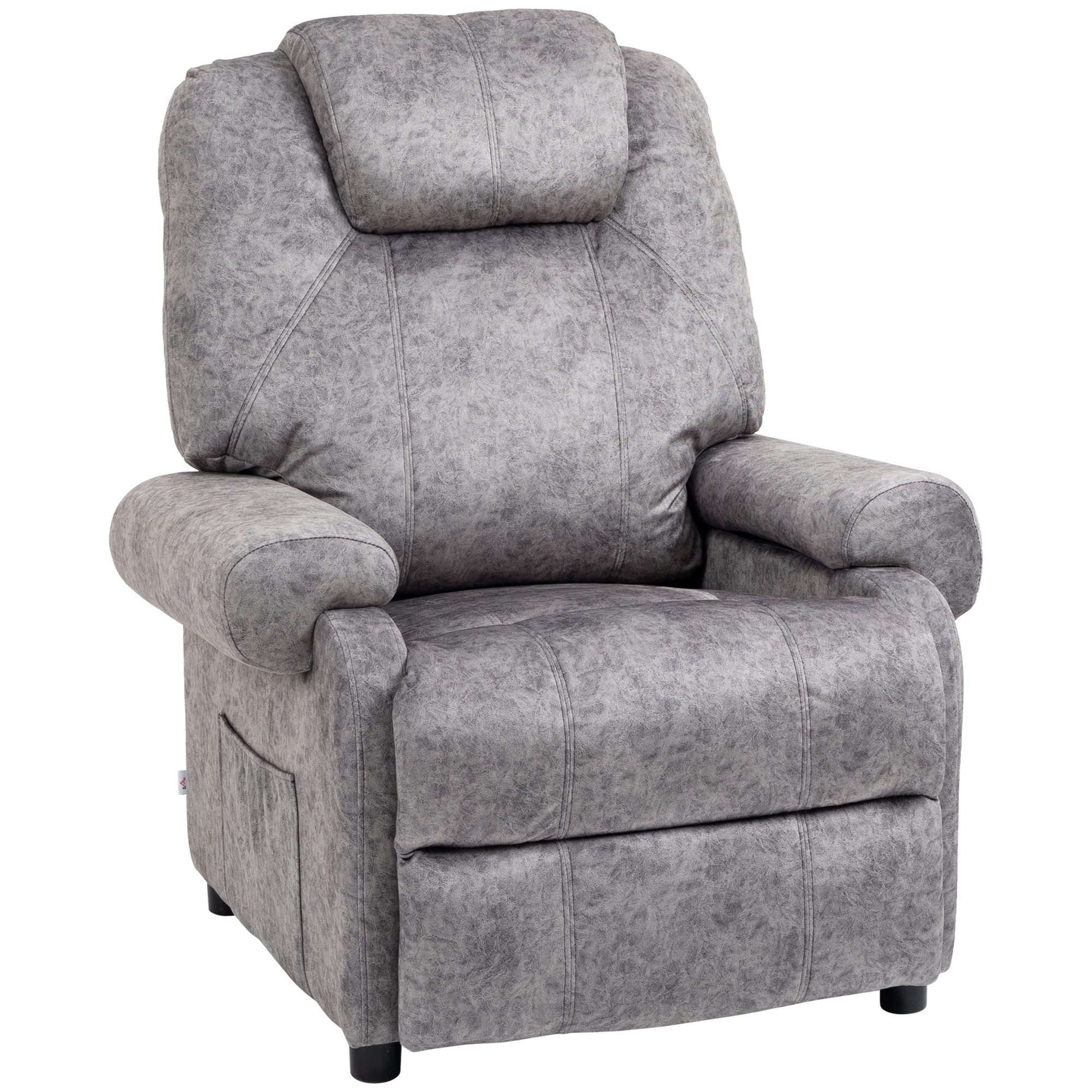 HOMCOM Sillón Relax Reclinable Manual hasta 135º con Reposabrazos Reposapiés Acolchado Grueso Gris