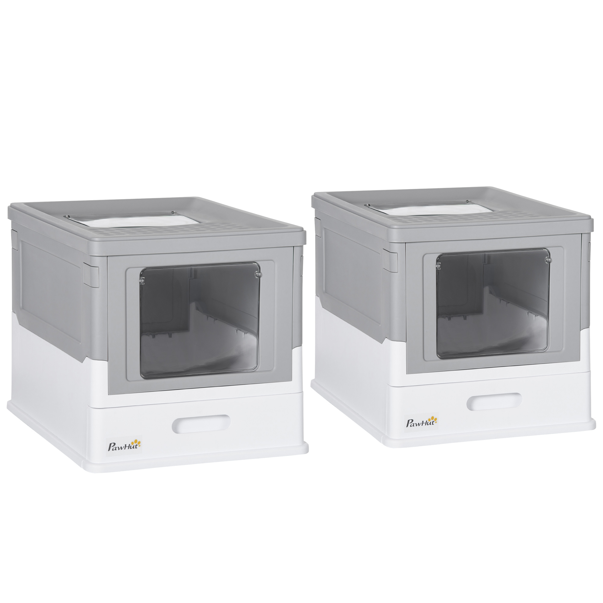 PawHut Lot de 2 maisons de toilette pour chat pliable double porte battante et supérieure pelle fourni 47,5 x 35,5 x 36,7 cm PawHut Lot de 2 maisons de toilette pour chat pliable double porte battante et supérieure pelle fourni 47,5 x 35,5 x 36,7 cm