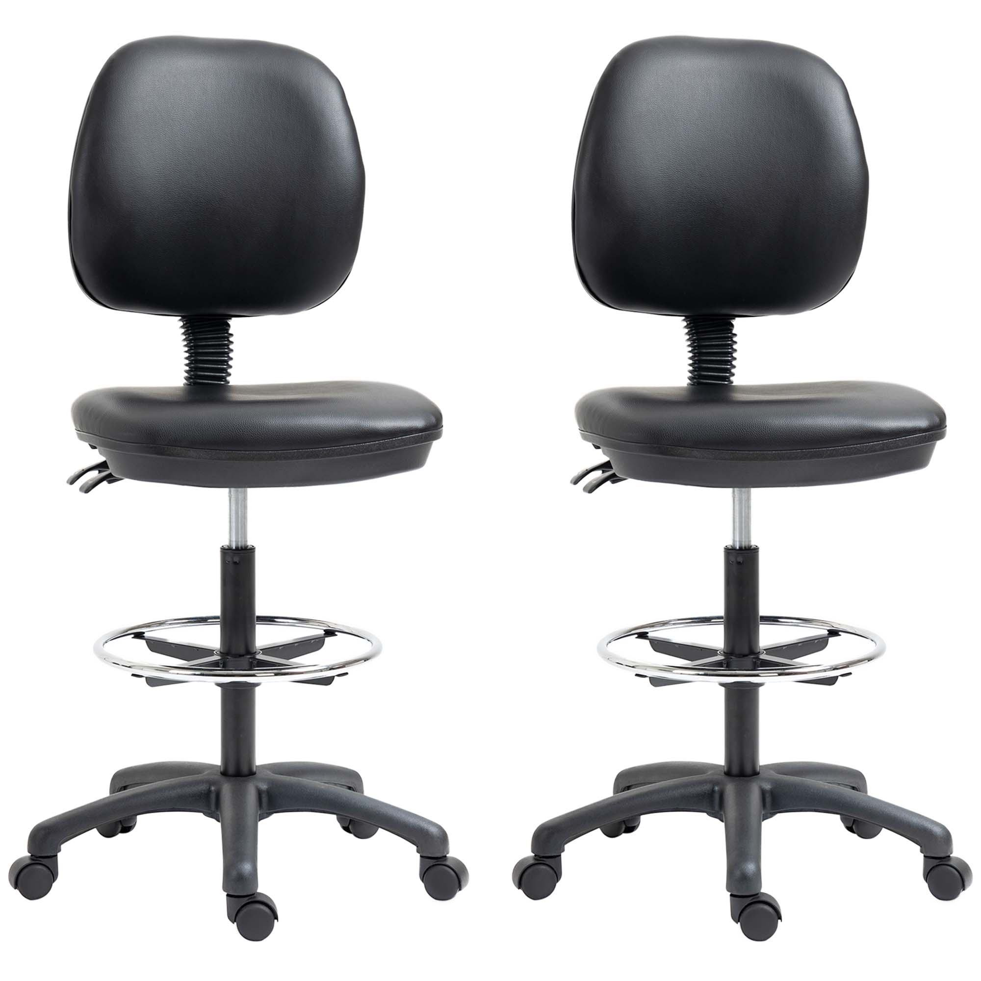Vinsetto Lot de 2 tabourets à roulettes réglable en hauteur 69-91 cm avec dossier inclinable et repose-pieds réglable Vinsetto Lot de 2 tabourets à roulettes réglable en hauteur 69-91 cm avec dossier inclinable et repose-pieds réglable