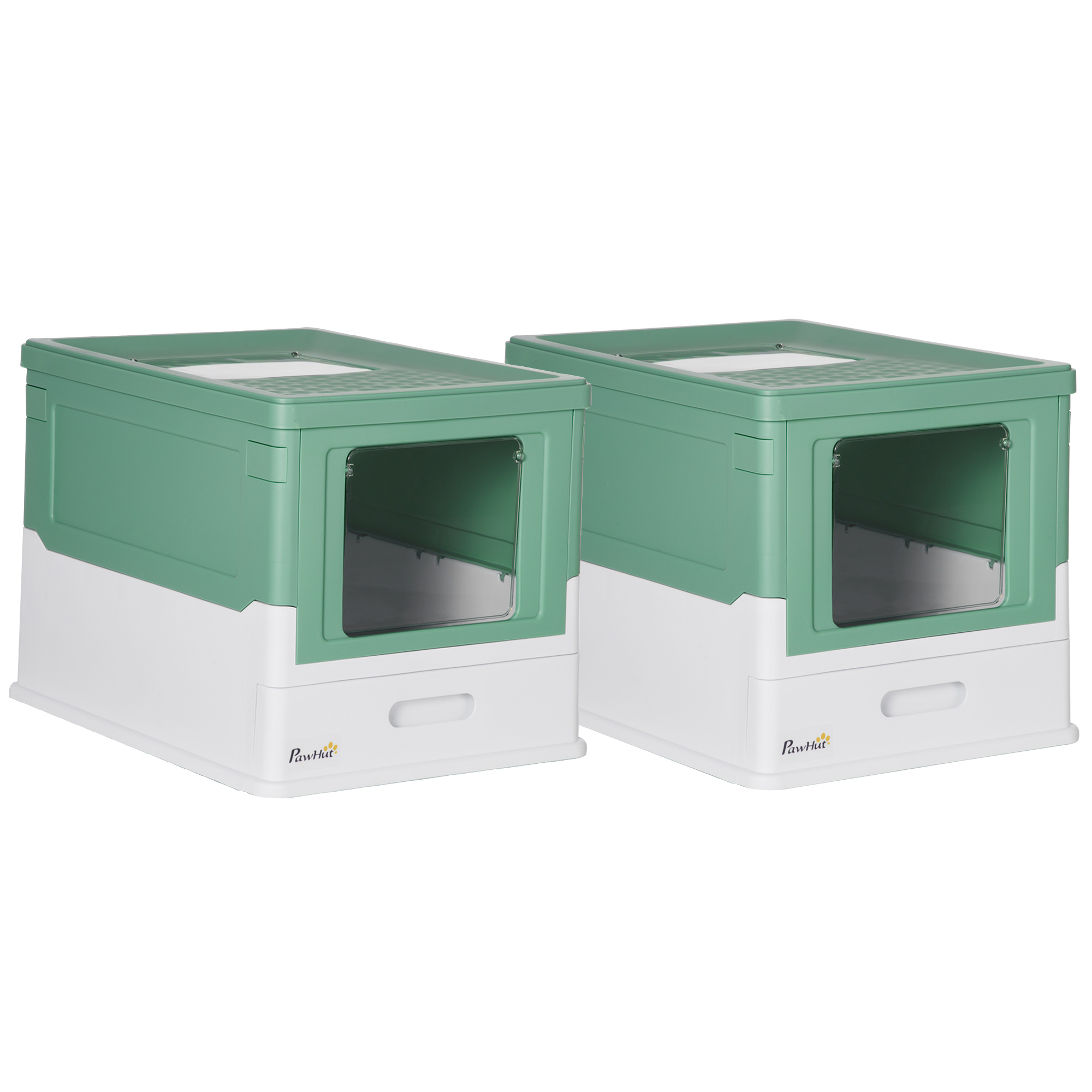 PawHut Lot de 2 maisons de toilette pour chat pliable double porte battante et supérieure pelle fourni 47,5 x 35,5 x 36,7 cm PawHut Lot de 2 maisons de toilette pour chat pliable double porte battante et supérieure pelle fourni 47,5 x 35,5 x 36,7 cm