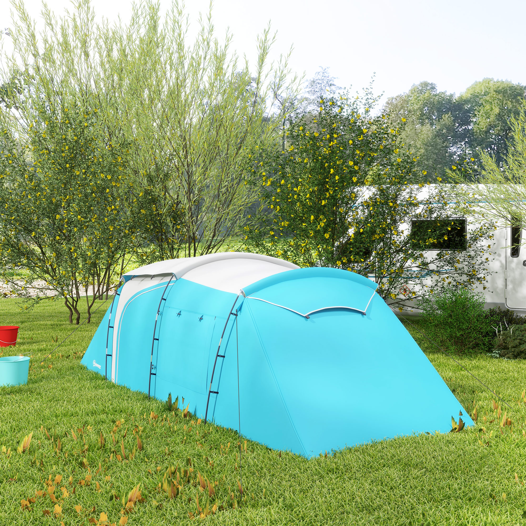 Tente Dôme 3 Personnes VidaXL – Bleue, Imperméable, Neuve