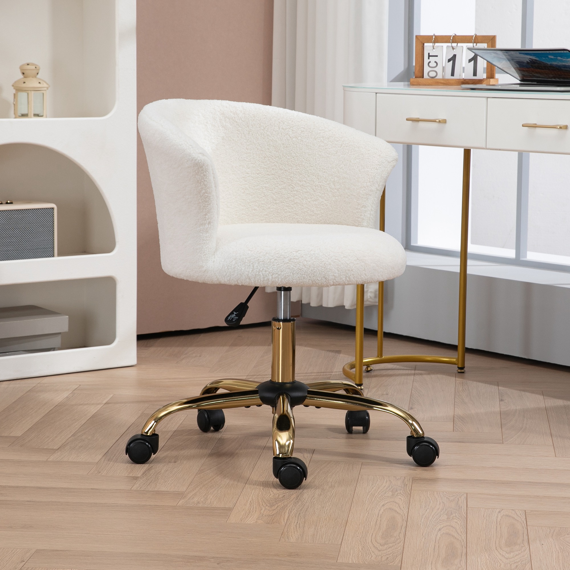 Vinsetto Schreibtischstuhl, höhenverstellbarer Bürostuhl mit Teddy-Fleece-O günstig online kaufen