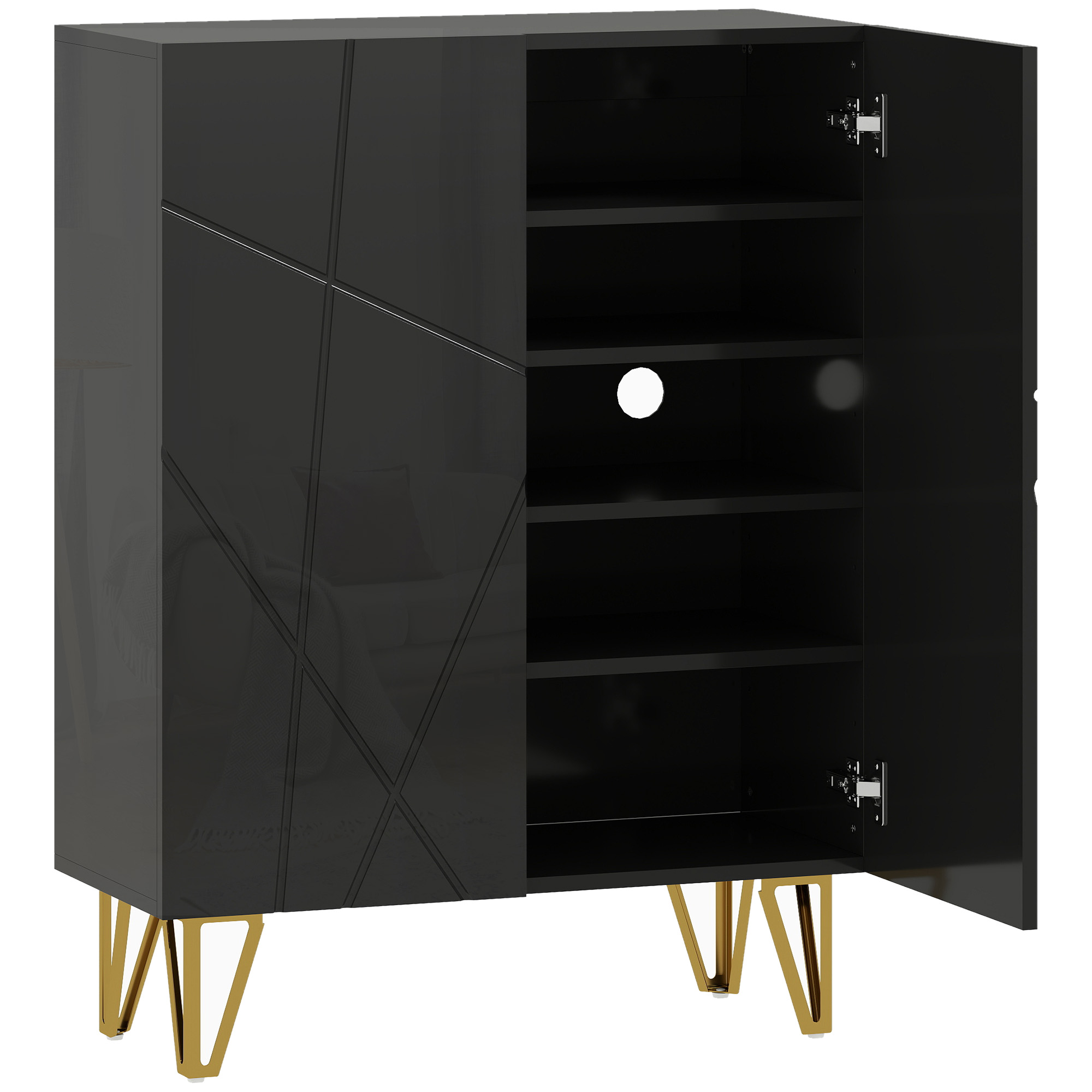 HOMCOM Schuhschrank mit 2 Türen, Schuhregal, Schuhaufbewahrung mit 3 Verste günstig online kaufen