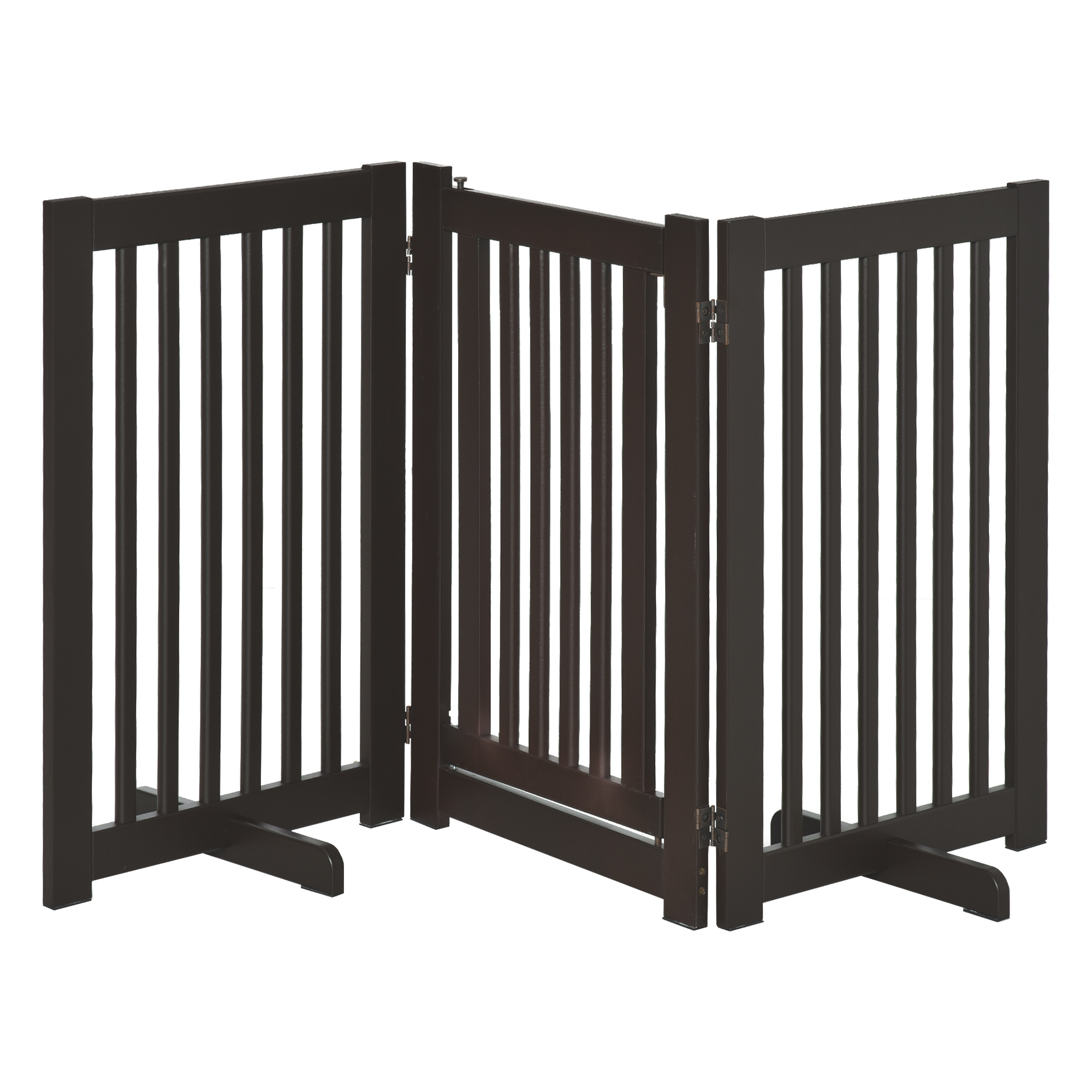 PawHut Türschutzgitter Absperrgitter freistehend für Hunde, verstellbar und klappbar, Holz dunkelbraun, sicherer Schutz für Ihr Zuhause Aosom.de