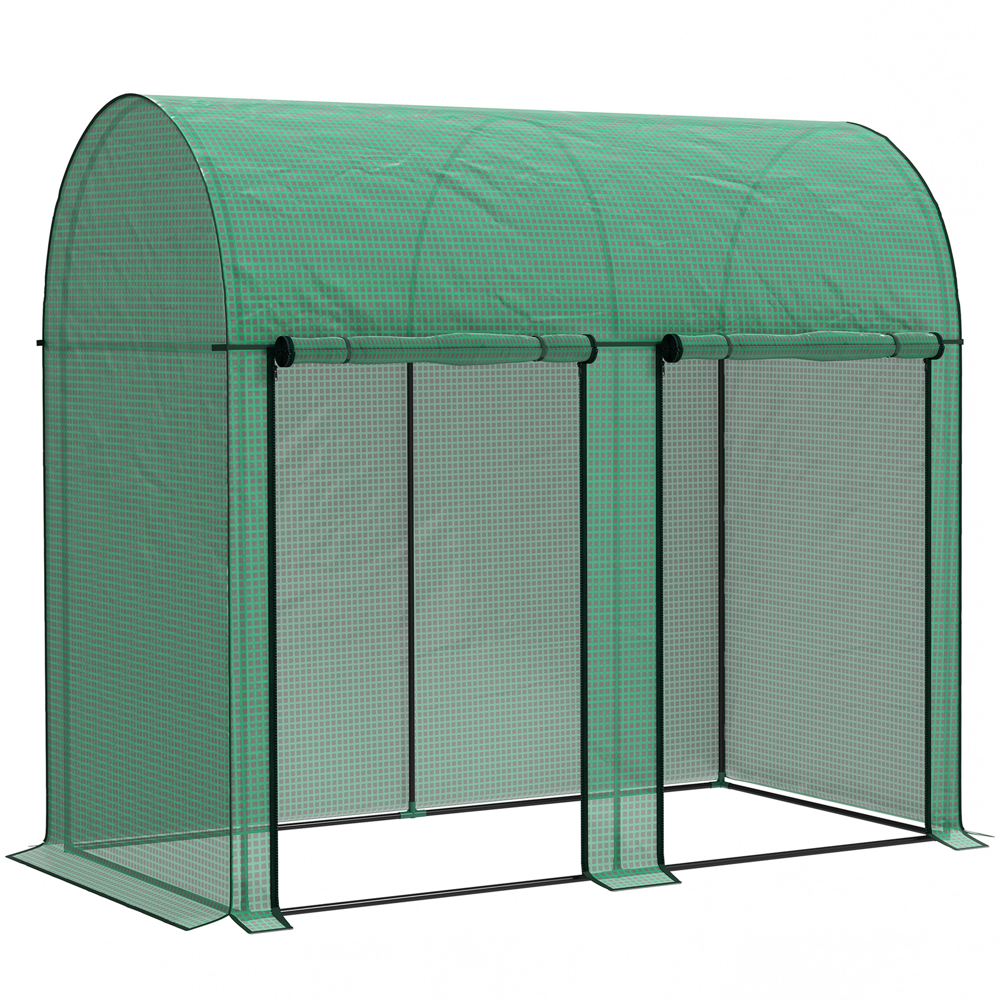 Outsunny Serra da Giardino da 2 m², 2 Porte Avvolgibili, Copertura in PE 140g/m² Anti-UV, 2x1x1.78m, Verde   Aosom Italy