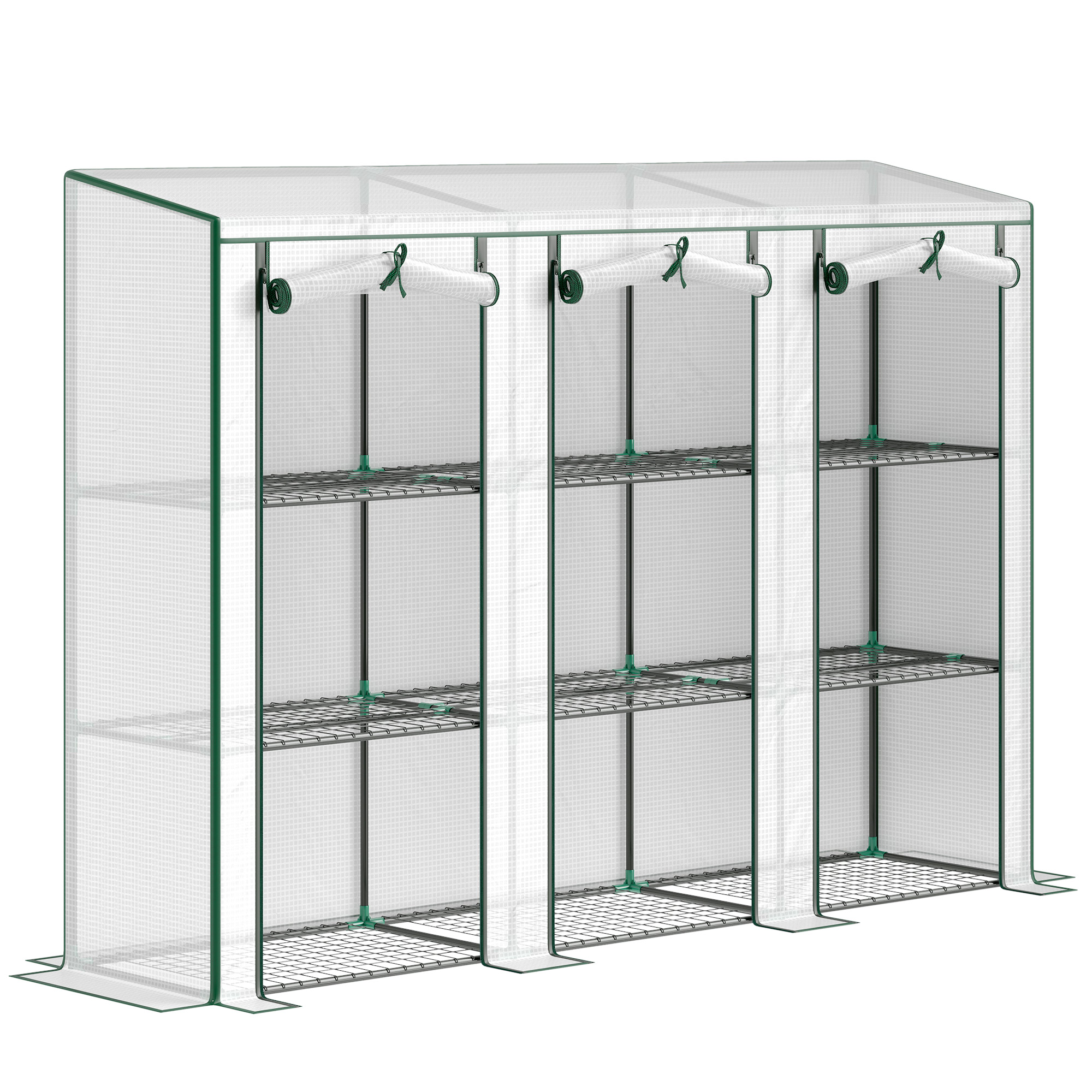 Outsunny PVC-Gewächshaus mit 3-stufigen Regalen, Balkon-Gewächshaus, Stahlg günstig online kaufen
