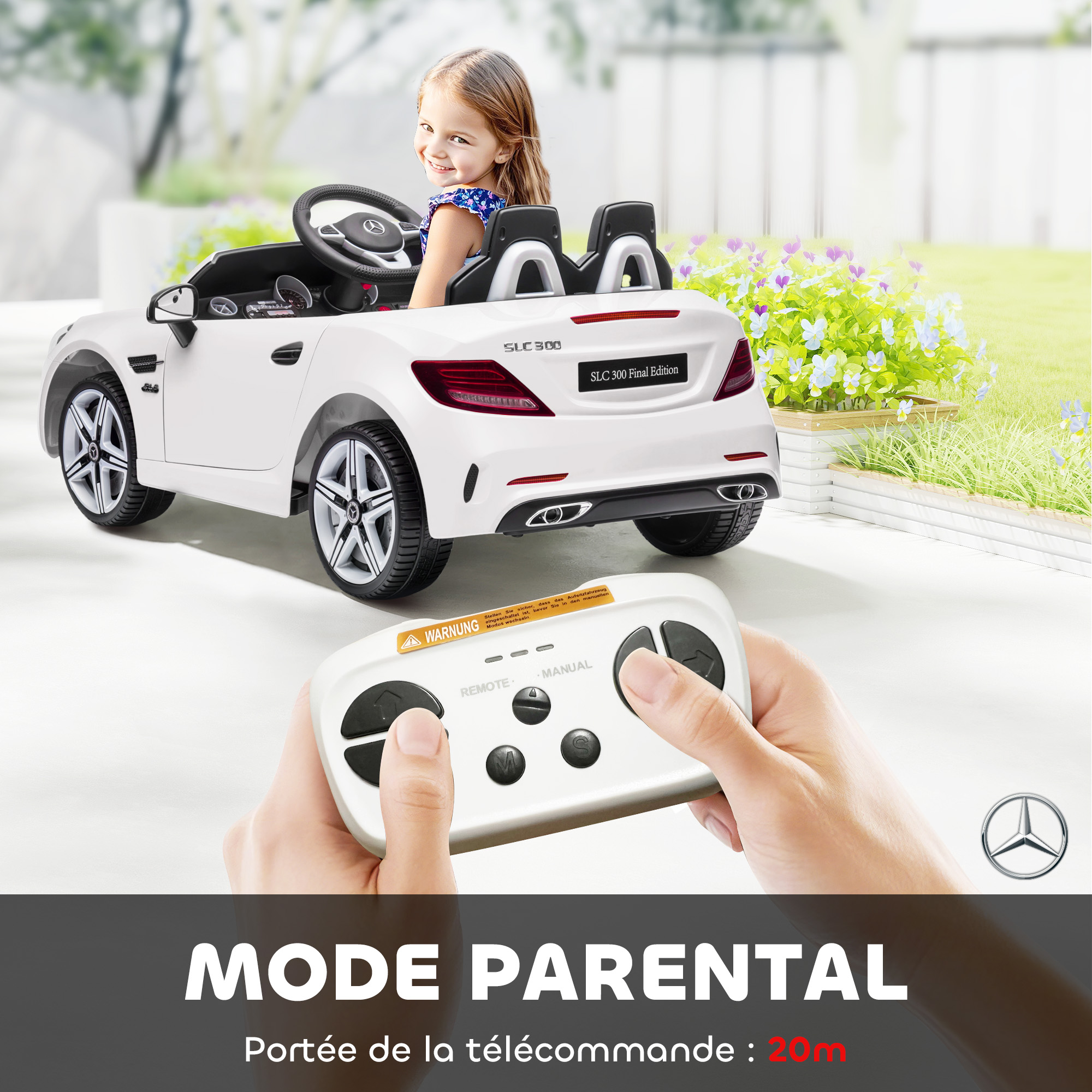 Voiture électrique Enfant Mercedes SLC 300 – 12V, 5 Km/h, Télécommande Parentale, Effets Lumineux Et Sonores, Dès 3 Ans
