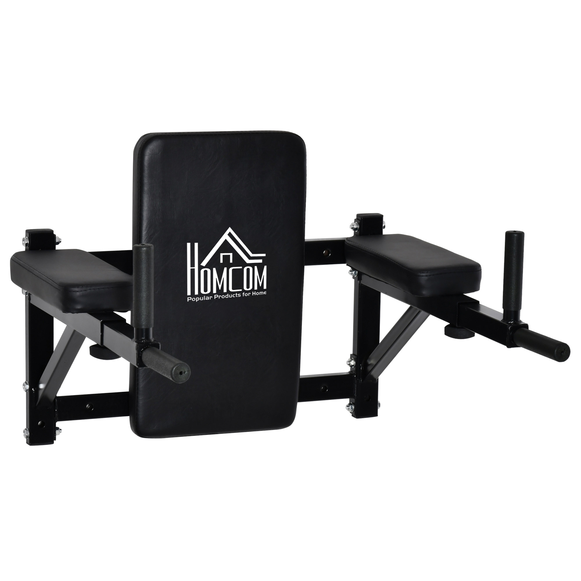 HOMCOM Barra de Musculación para Pared con Brazos Ajustables para hacer Dominadas Flexiones y Crossfit en Casa 70x53-63x48 cm Negro | Aosom España