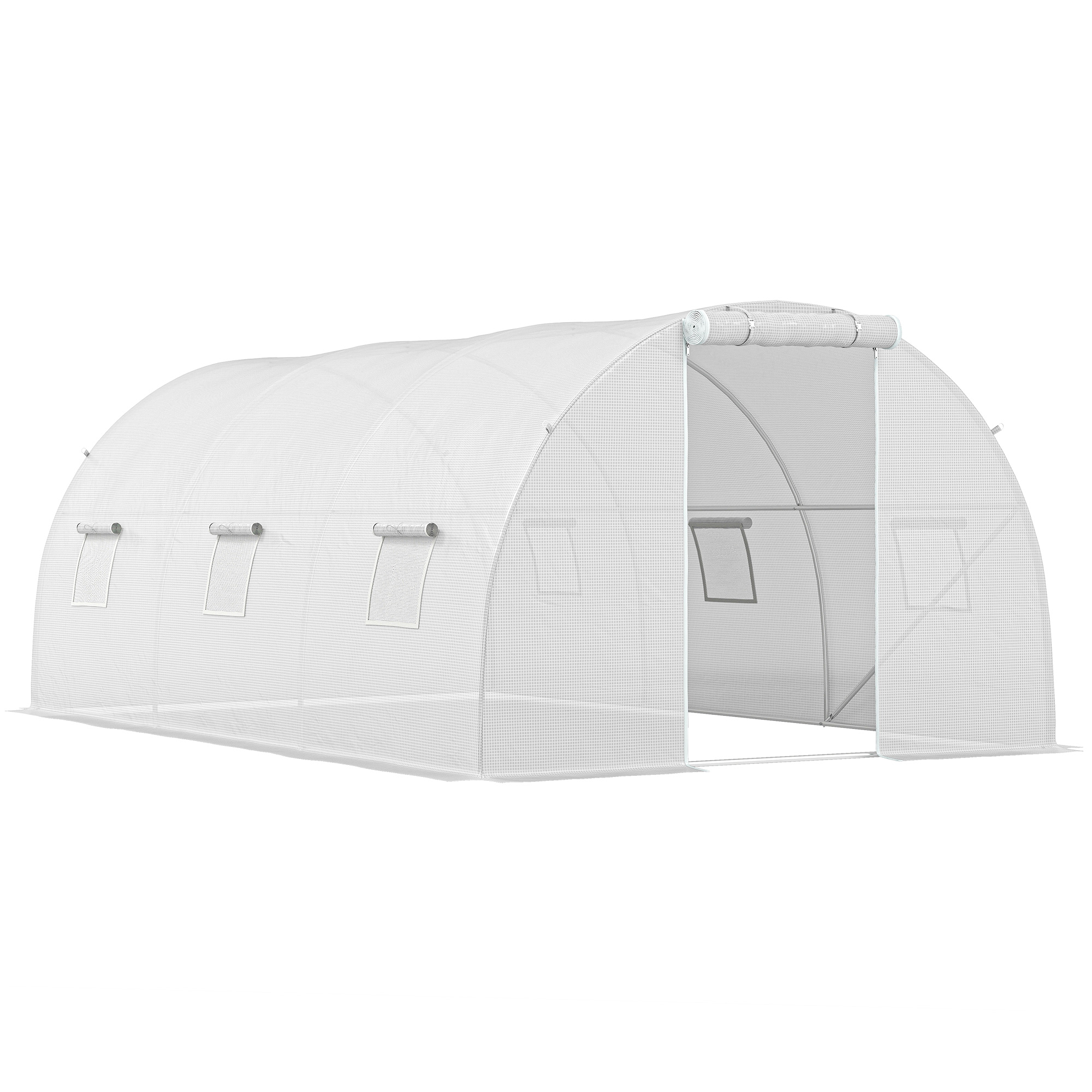 Outsunny Tunnel-Gewächshaus 13,5 m² 4,5L x 3l x 2H m - 6 Fenster, aufrollba günstig online kaufen