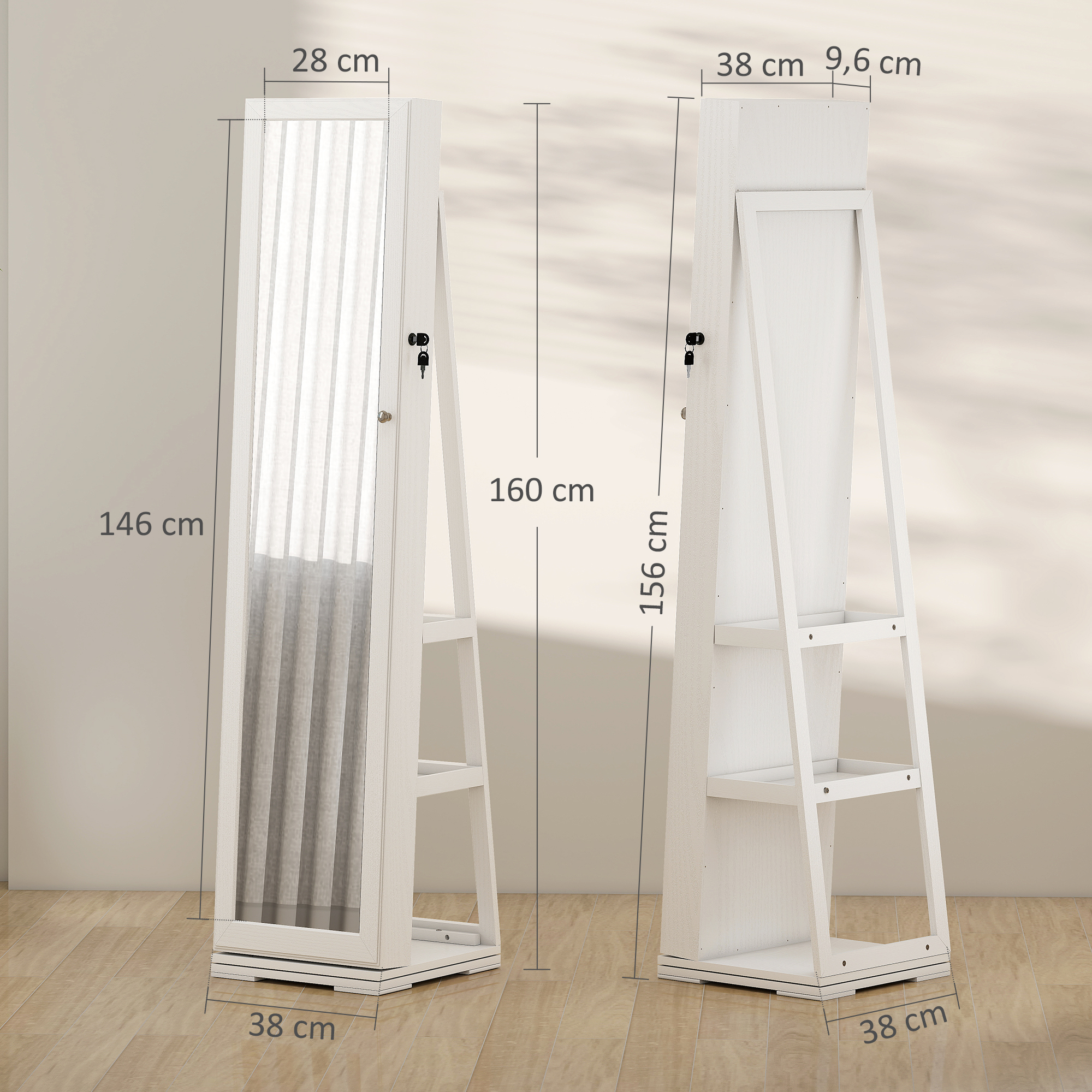 Armoire à Bijoux, Meuble De Rangement Mural Pour Colliers, Boucles