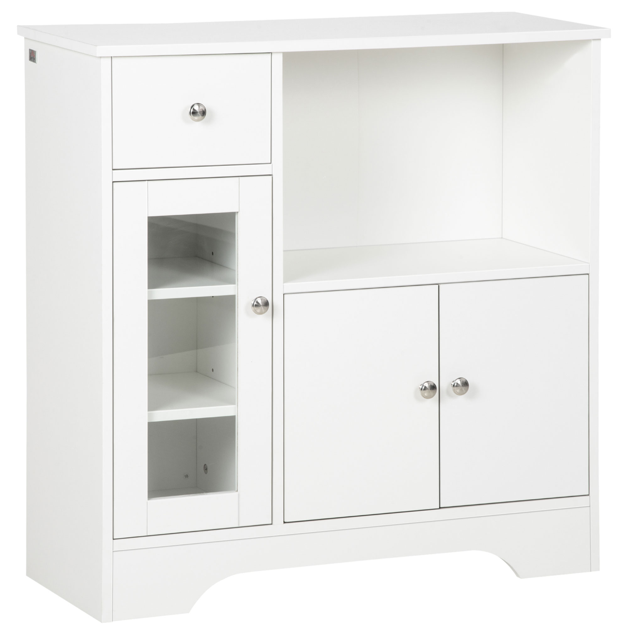 HOMCOM Kommode Sideboard Küchenschrank doppeltüriges Schrankfach Aufbewahrungsschrank mit verstellbare Einlegeböden Küchenmöbel Kippschutz 80x30x82 cm Aosom