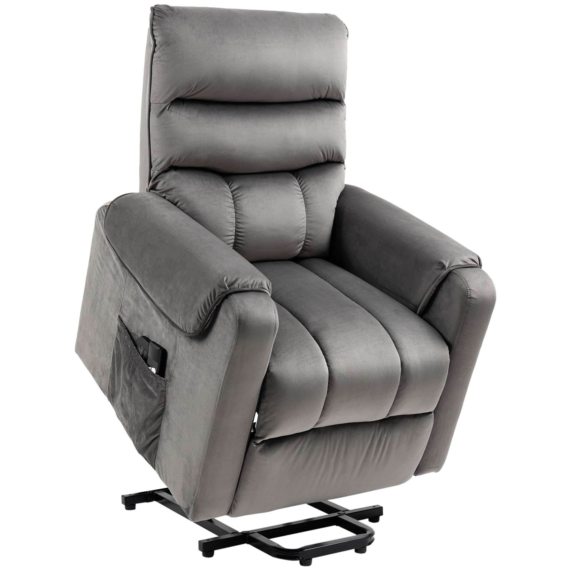 HOMCOM Poltrona Relax Reclinabile Manuale 60°, Poltrona con Poggiapiedi, Poltroncina Reclinabile con Schienale Imbottitura Spessa in Tessuto per Camera da Letto, Salotto e Soggiorno, Grigio