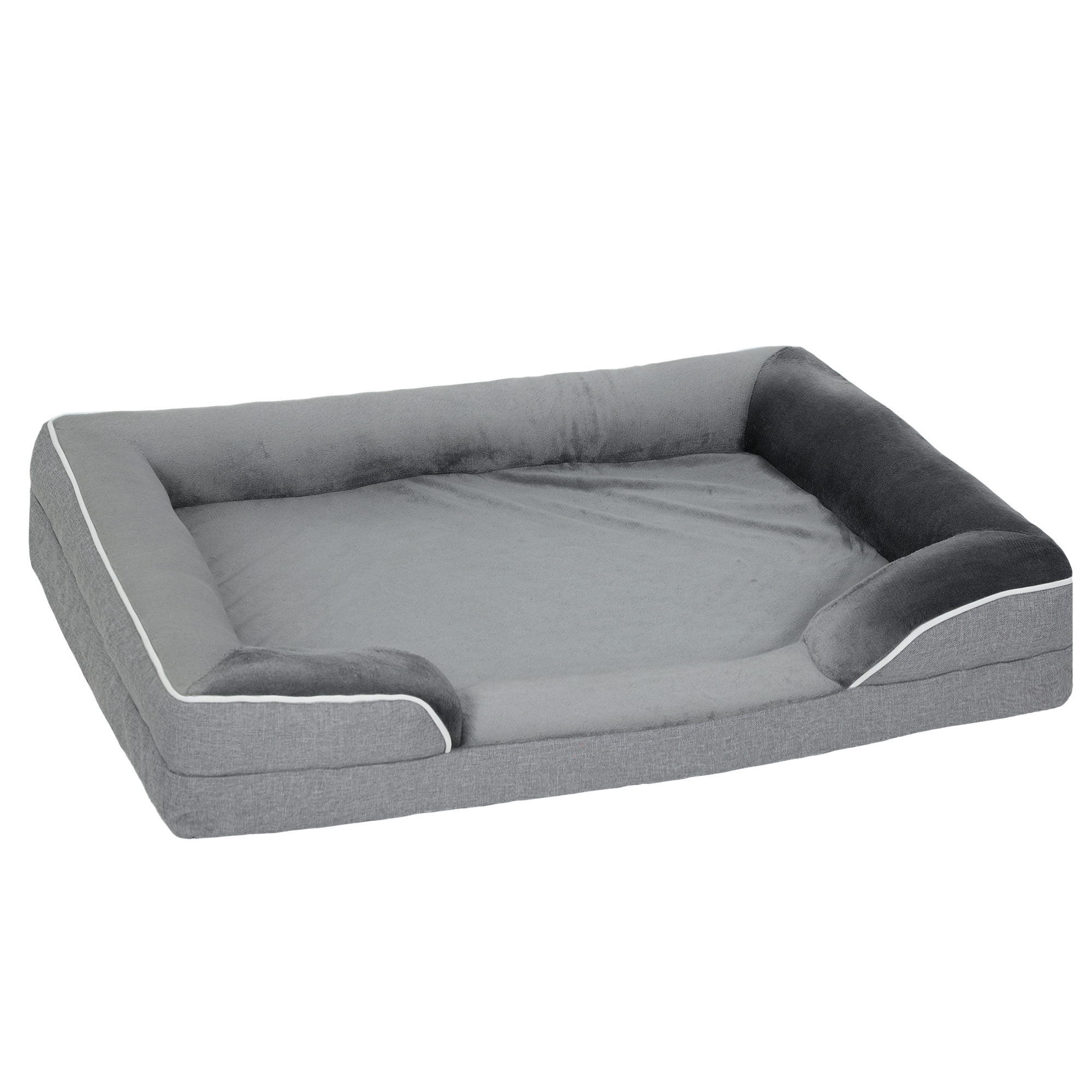 PawHut Cama para Perros Medianos Cama para Gatos con Base Antideslizante Funda Extraíble y Lavable 91,5x68,5x16,5 cm Gris