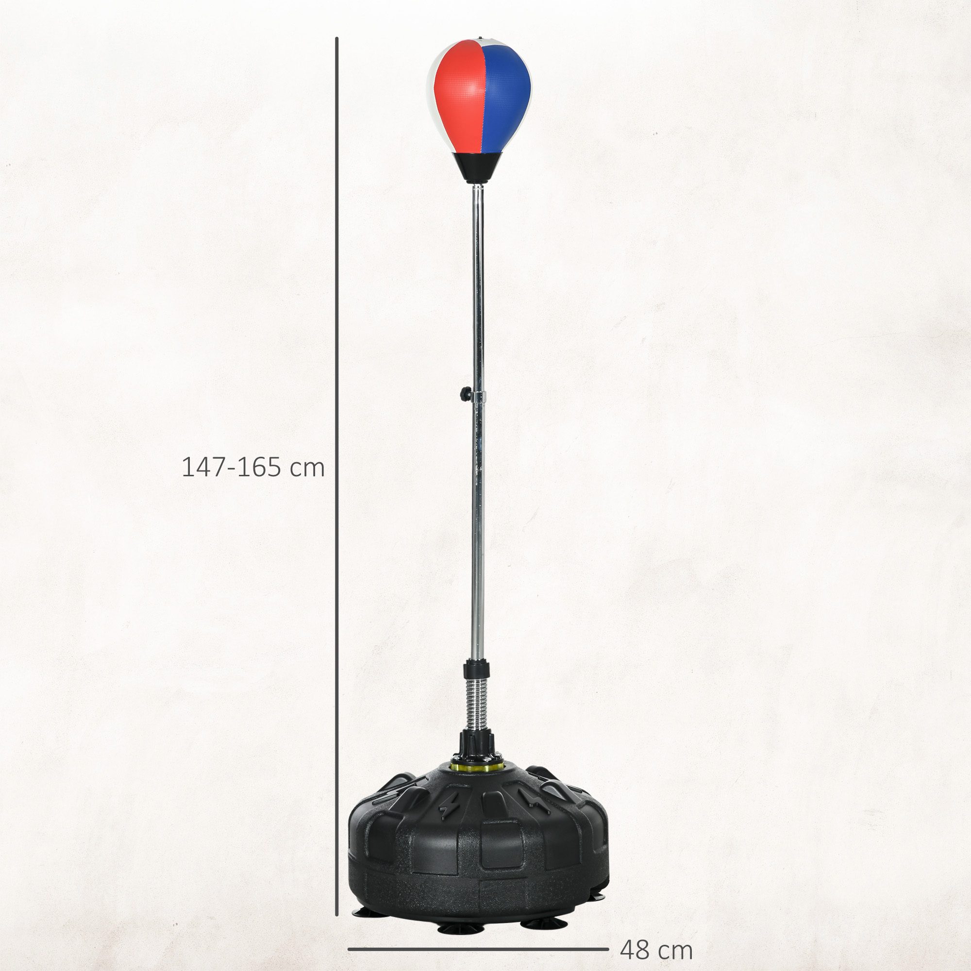 Sac De Frappe Sur Pied, 120-160cm Punching Ball Sur Pied Réglable En Hauteur Avec Ventouses Pour