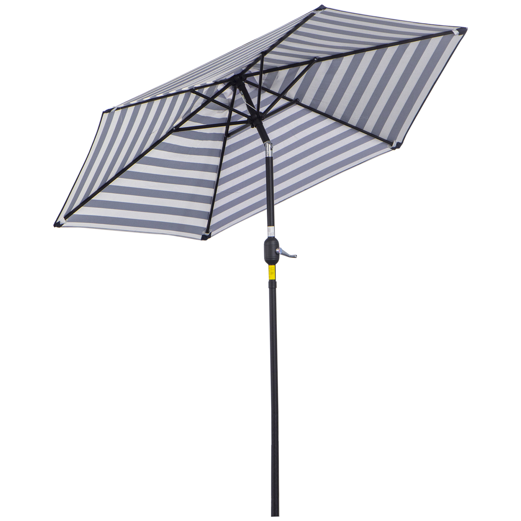 Outsunny Sombrilla de Jardín Ø230x216 cm con Apertura Manual Ángulo Ajustable e Impermeable para Terraza Piscina Azul y Blanco