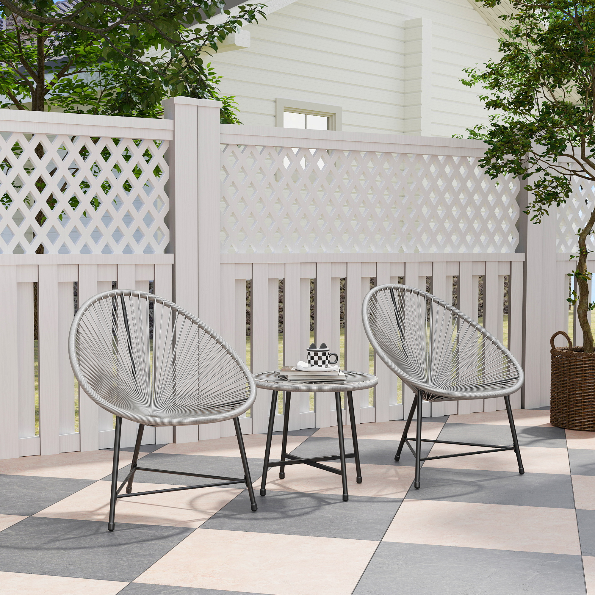 Outsunny Polyrattan Gartenmöbel Set, Outdoor Lounge Balkonmöbel für 2 Perso günstig online kaufen