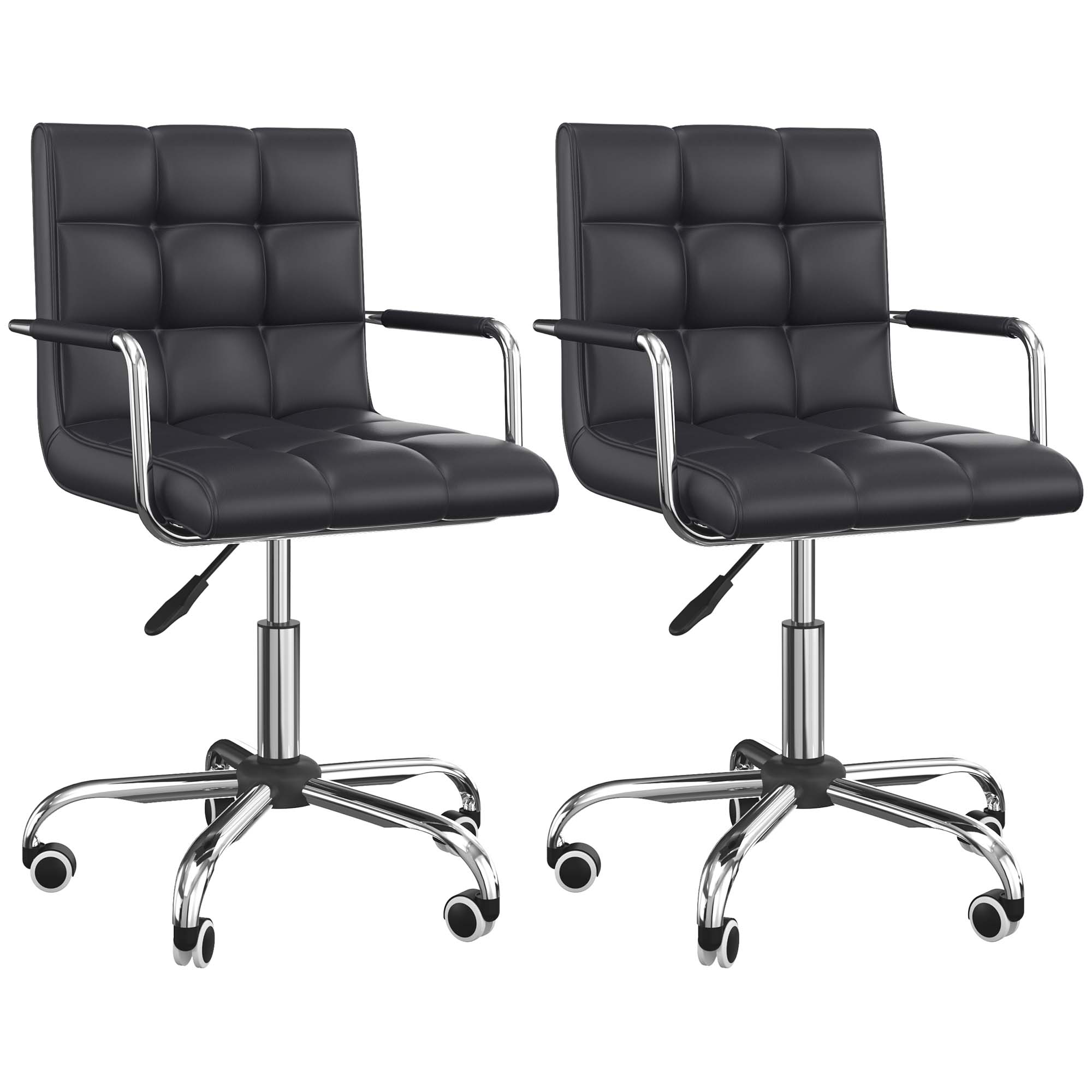 Lot de 2 chaises de bureau fauteuil manager pivotant hauteur réglable revêtement synthétique capitonné noir