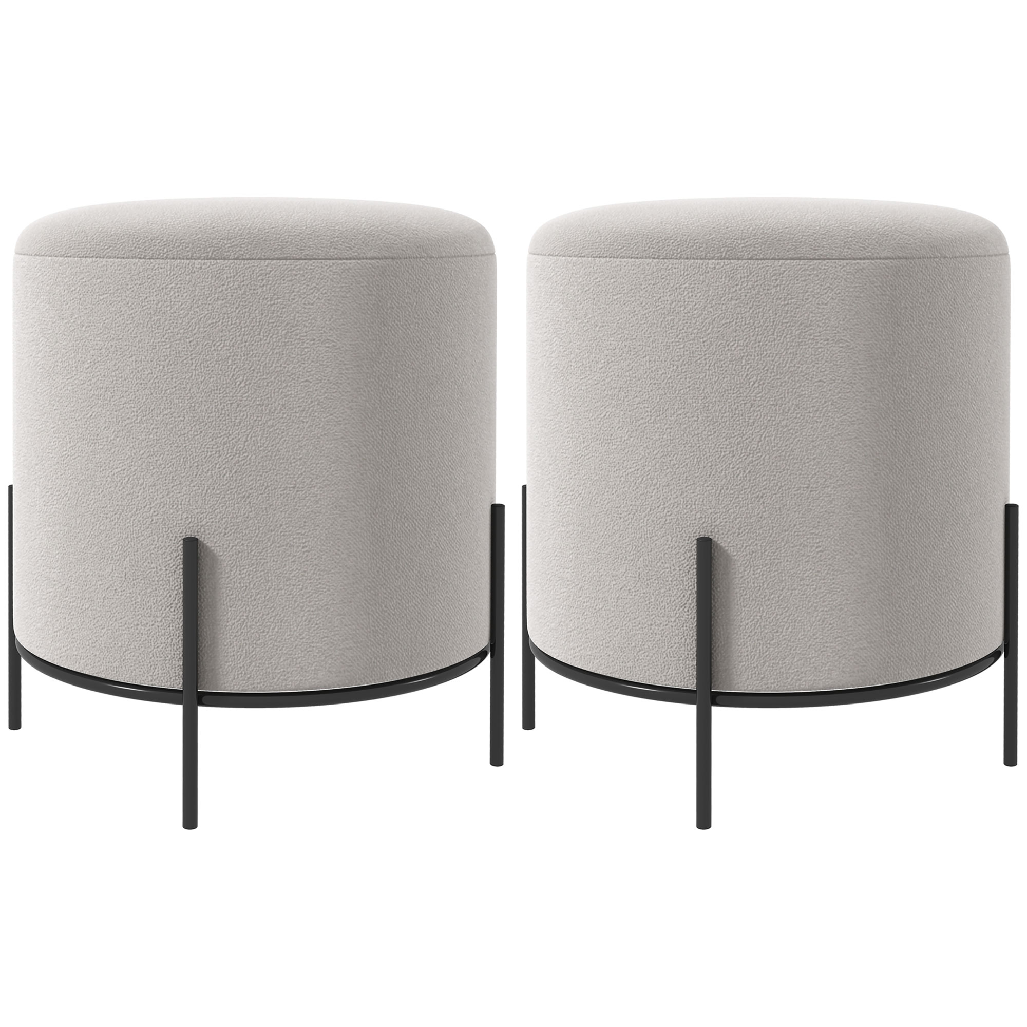 HOMCOM Lot de 2 poufs ottoman tabouret pouf repose-pied en velours pieds en acier pour salon chambre Ø 35 x 38 cm gris clair HOMCOM Lot de 2 poufs ottoman tabouret pouf repose-pied en velours pieds en acier pour salon chambre Ø 35 x 38 cm gris clair