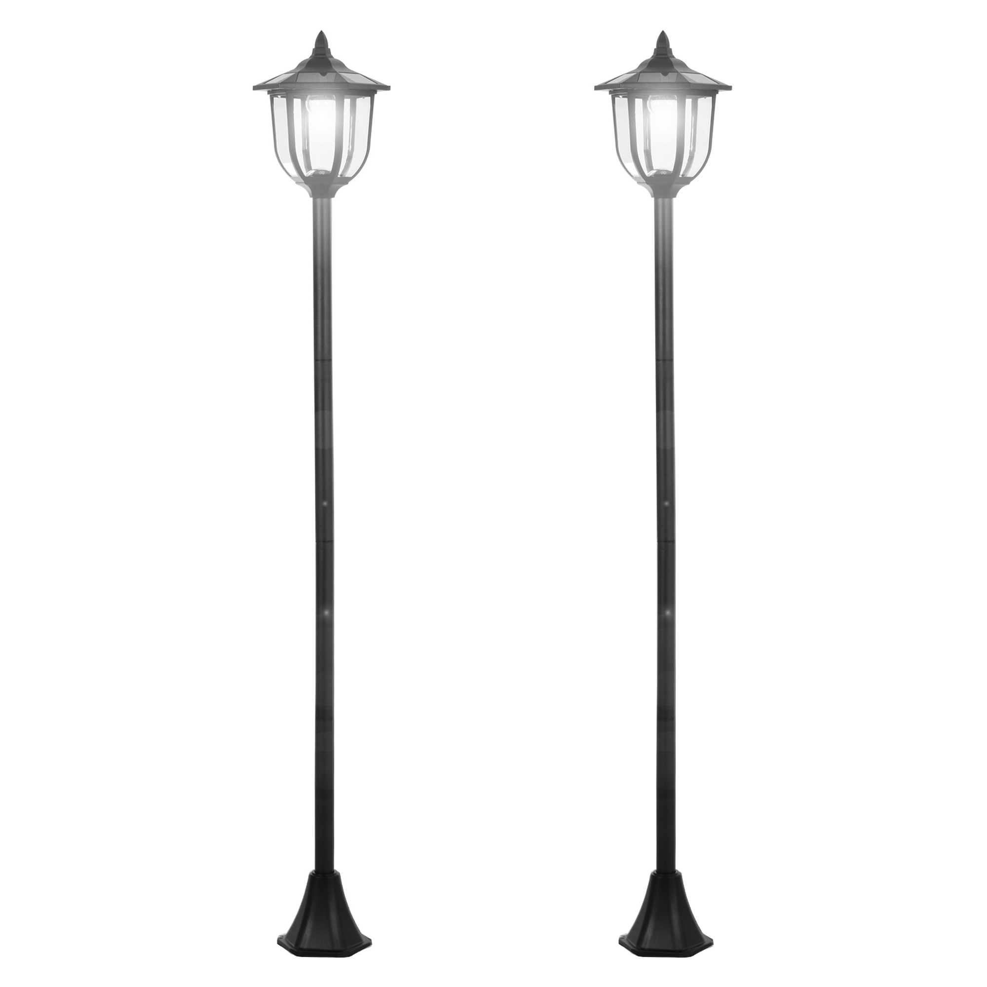 Outsunny Lot de 2 luminaires extérieurs lampadaire sur pied solaire lampadaire lanterne classique LED 60 Lm max. noir Outsunny Lot de 2 luminaires extérieurs lampadaire sur pied solaire lampadaire lanterne classique LED 60 Lm max. noir