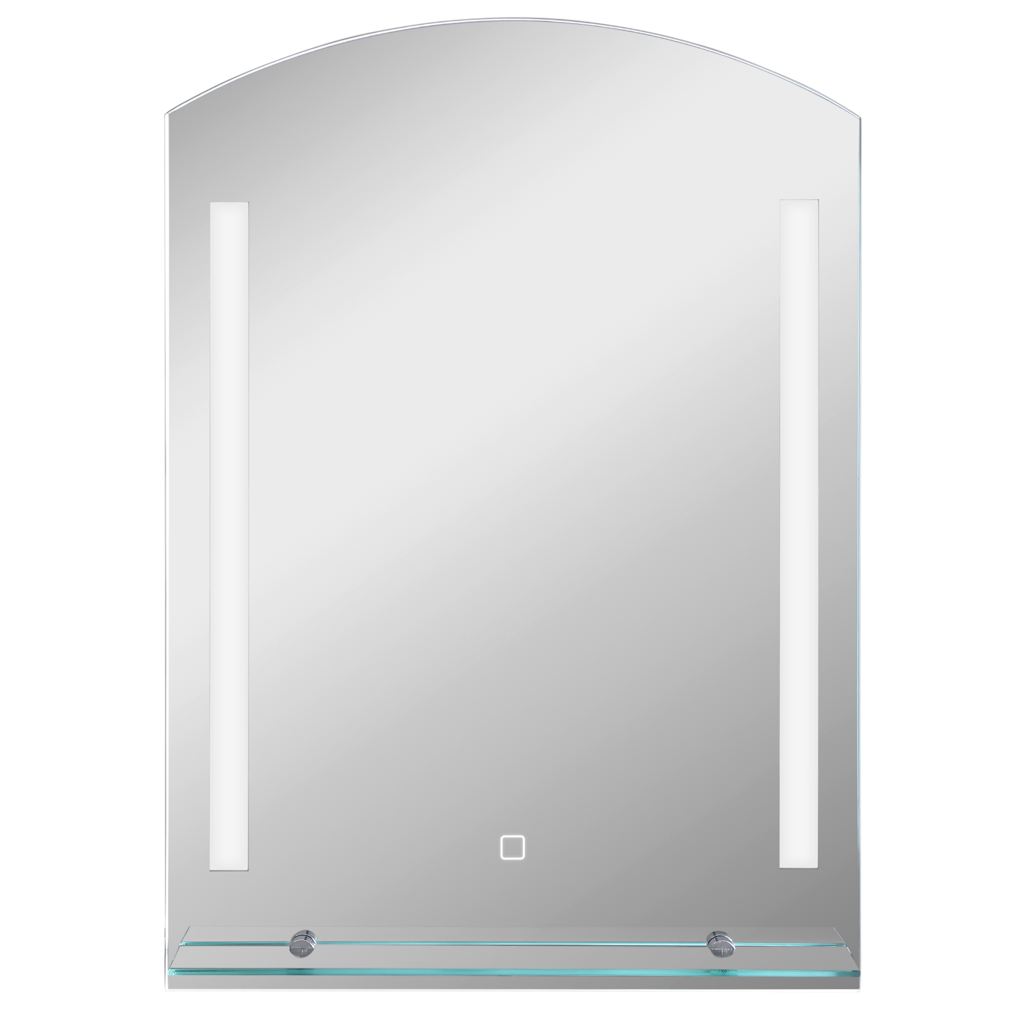 kleankin Espejo de Baño con Luces LED 70x50 cm Interruptor Táctil Iluminación Regulable y Estante de Vidrio Plata