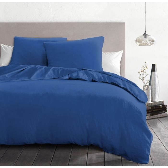 Parure de couette 3 pieces - HOME LINGE PASSION - HP72072 - Microfibre 82 g - 240 x 260 cm - Bleu