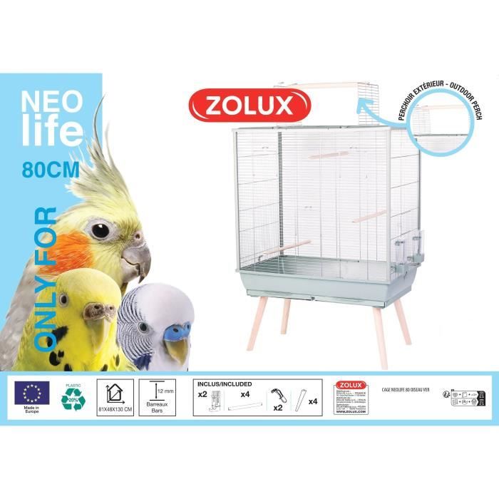 ZOLUX Cage grillagée surélevée pour oiseau - Pour perruche, calopsitte ...
