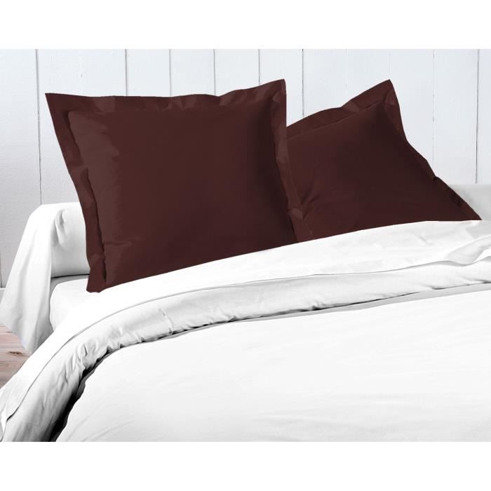 Lot de 2 taies d'oreiller - LOVELY HOME - LH71588 - 63 x 63 cm - Marron