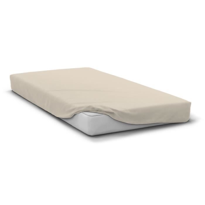 Drap housse - HOME LINGE PASSION - HP72114 - Microfibre 82 g - 160 x 200 cm - Bonnet 30 cm - Beige ivoire